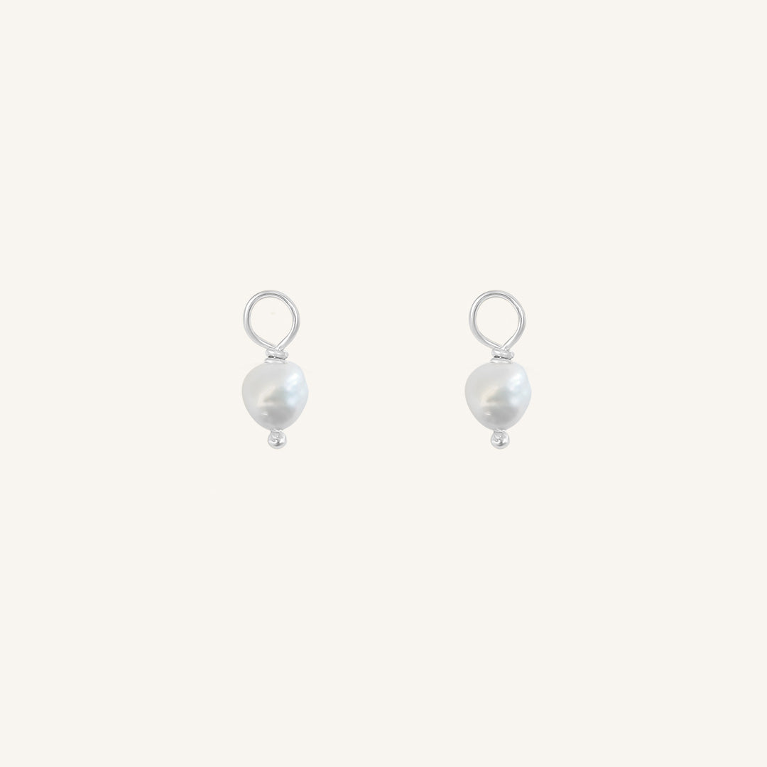 Pearl Hoop Charm Earrings with Stone of Potential - Set of 2 Dainty Boho Jewelry for Women - Perfect for Weddings, Date Nights & Everyday Elegance