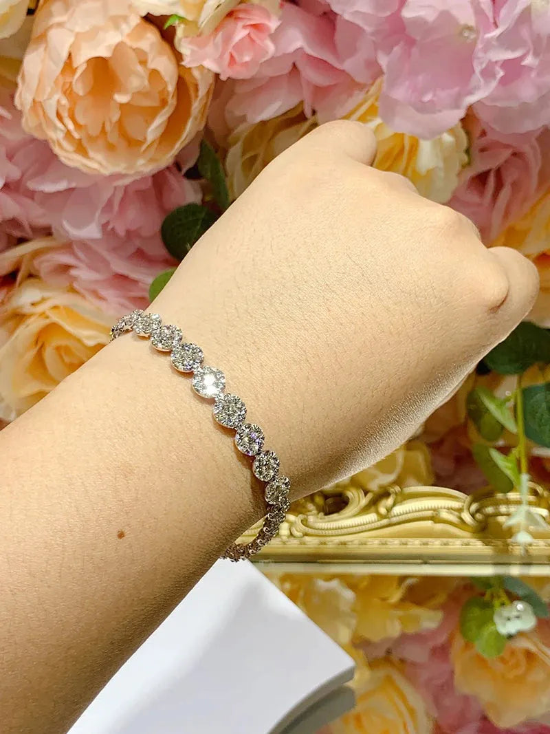 18K White Gold Diamond Bracelet for Women - 8.88 Carat Natural Round Cut Diamond Tennis Bracelet | Luxury Engagement Jewelry Gift for Anniversary, Valentine's Day & Special Occasions