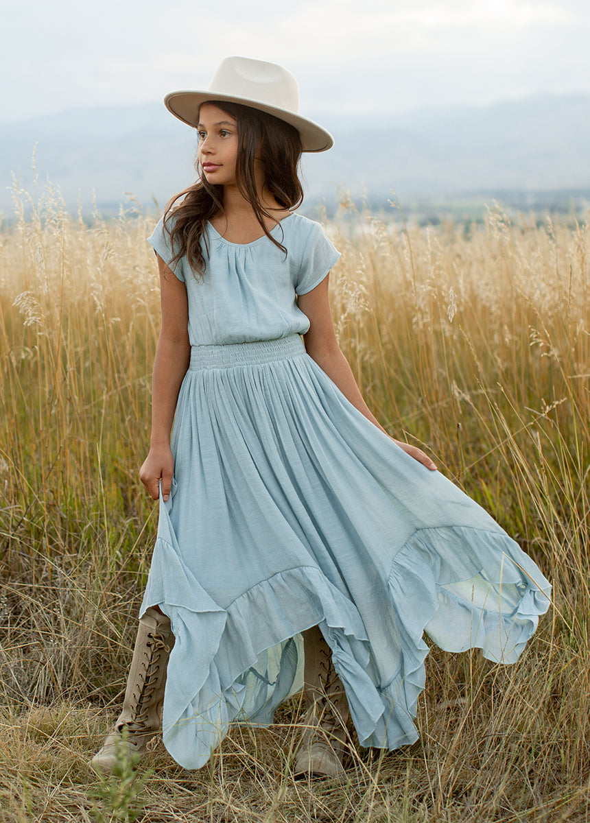 Briley Women's Sky Blue Dress - Elegant Flowy Midi Dress for Casual Wear, Office & Special Occasions | Perfect for Summer, Weddings & Parties
