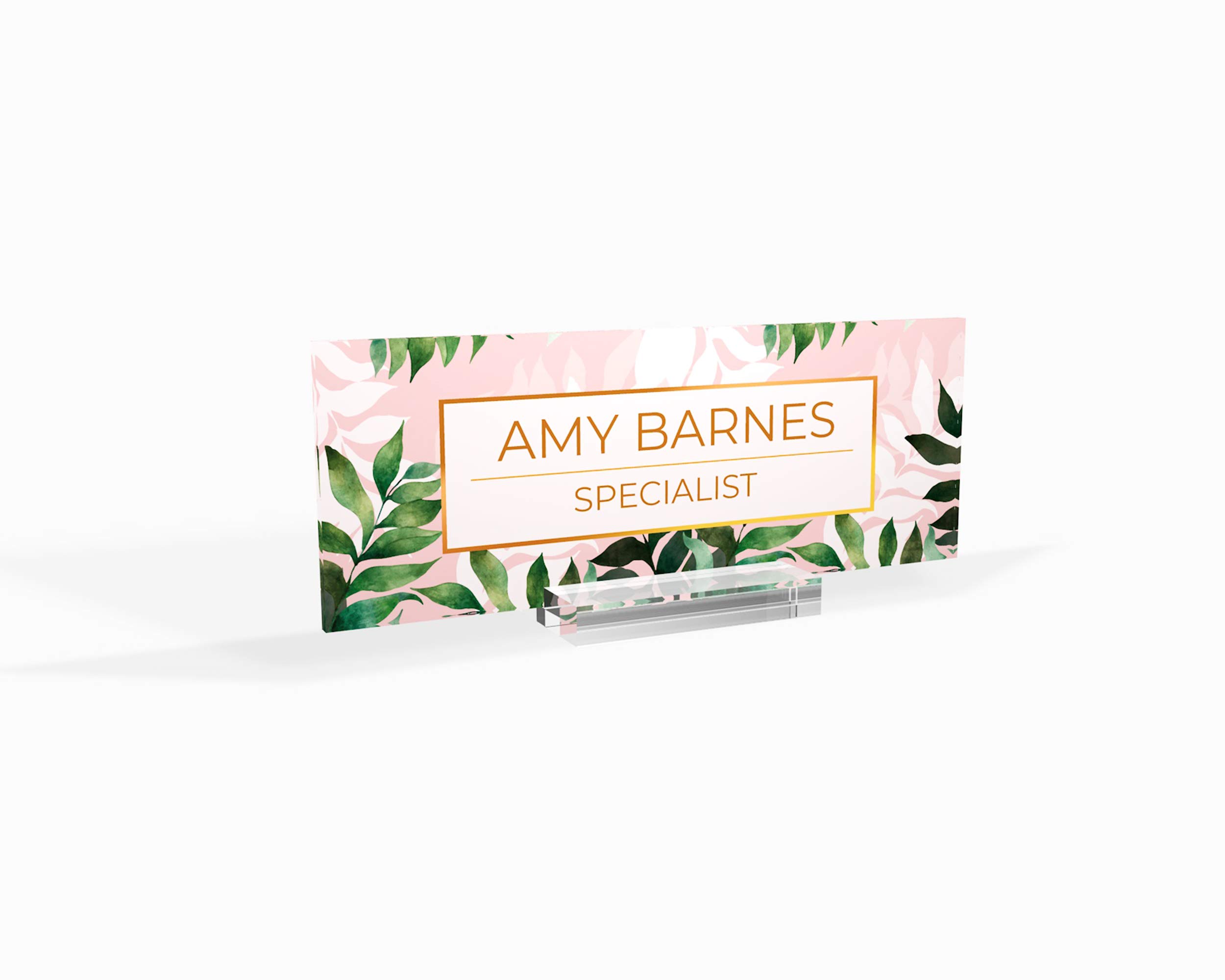Personalized Desk Name Plate - Modern Office Sign for Women, Home & Teacher Desk Decor - Stylish Tropical Design (8