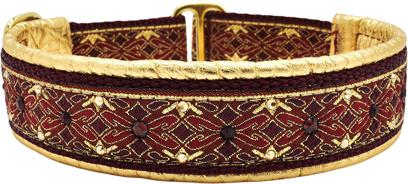Maroon and Gold Winchester Luxe Limited Slip Dog Collar – Premium Adjustable Pet Collar for Small & Medium Dogs – Perfect for Walks, Training, and Everyday Wear