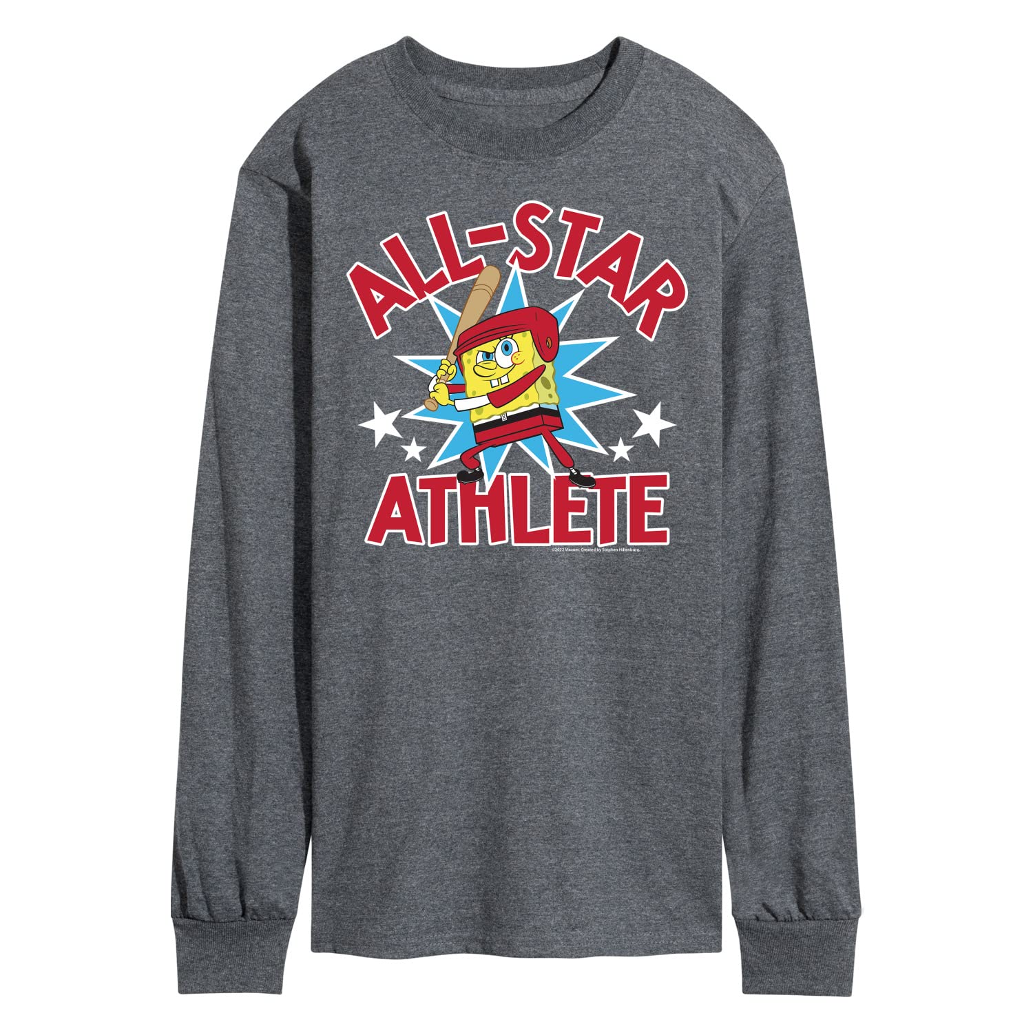 HYBRID APPAREL Spongebob Squarepants American All Star Men's Long Sleeve T-Shirt - Cartoon Graphic Tee for Casual Wear, Fan Gifts & Pop Culture Outfits