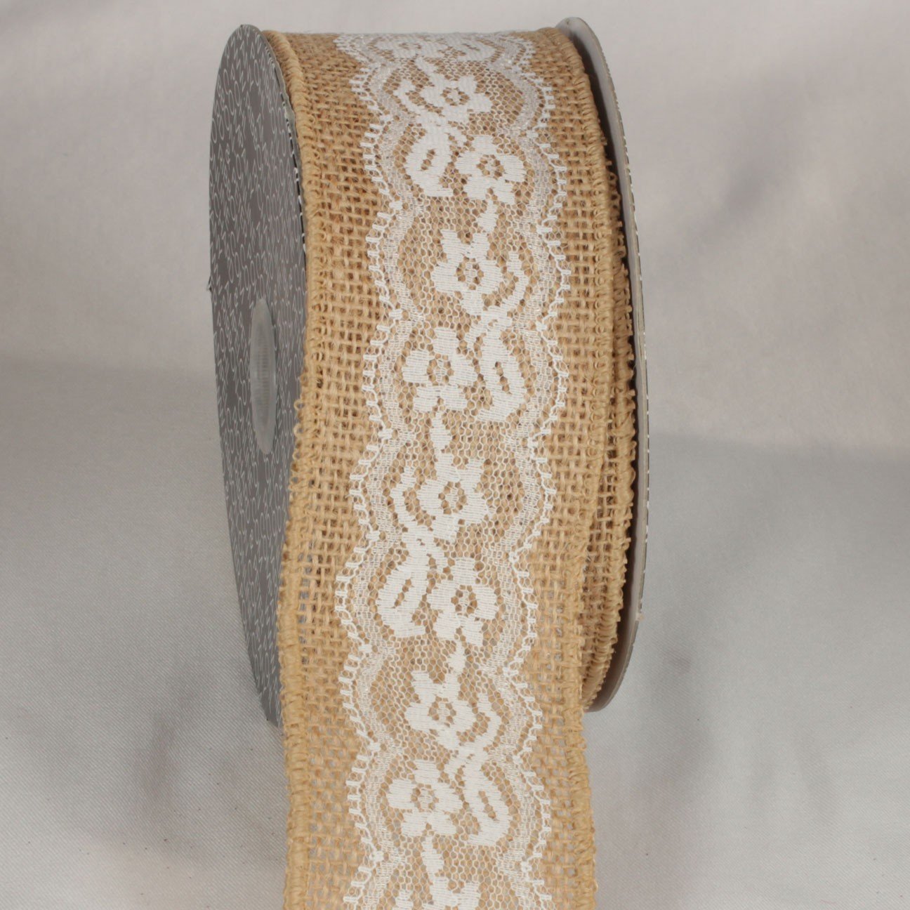 Tan and White Floral Lace Wired Craft Ribbon - 2.5 Inch x 10 Yards for DIY Gift Wrapping, Wedding Decorations, Scrapbooking & Home Crafts