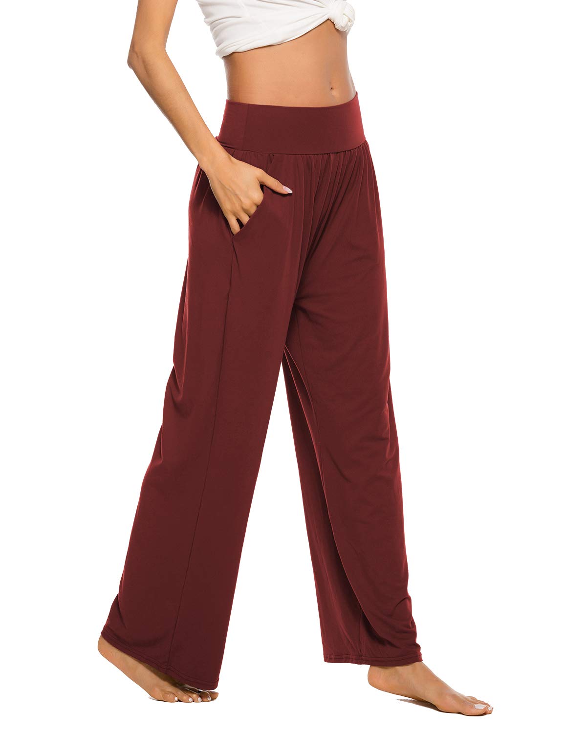 ZJCT Women's High Waisted Yoga Sweatpants - Soft Loose Fit Wide Leg Lounge Joggers with Pockets for Workout, Running & Home Comfort