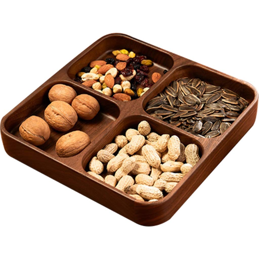 Solid Wood Walnut Fruit Dish - Multi-Layer Snack Candy Box for Home & Party