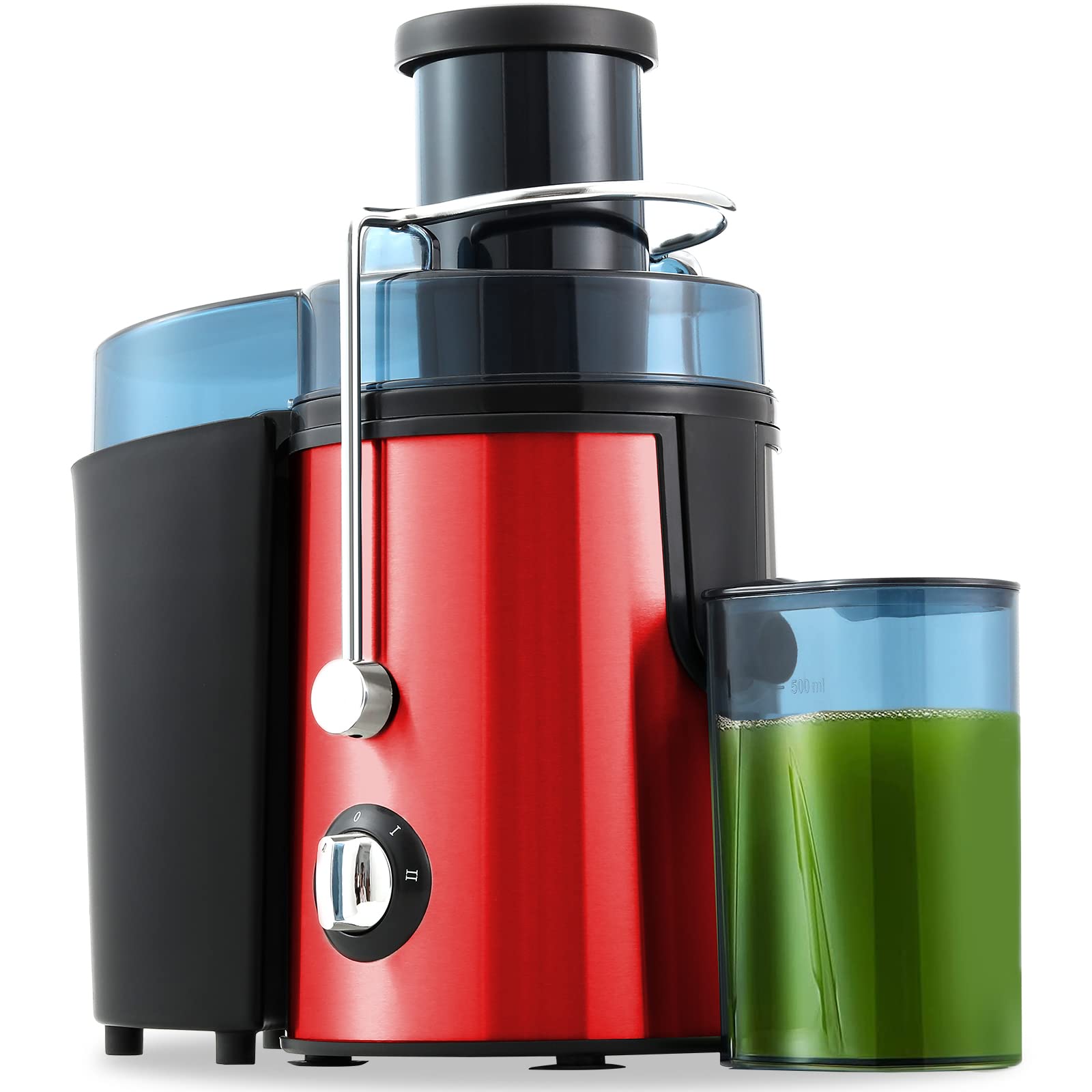 Best Juicer Machine for Fruits and Vegetables - Quiet Motor, Easy to Clean Juice Extractor - Perfect for Healthy Smoothies, Detox Drinks & Breakfast (Red)