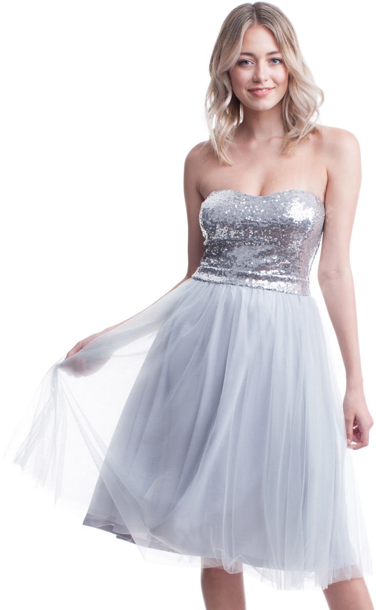 Nyteez Women's Sequin Glitter Strapless Short Prom Dress - Sparkly Party Gown for Homecoming, Cocktail Parties & Special Occasions