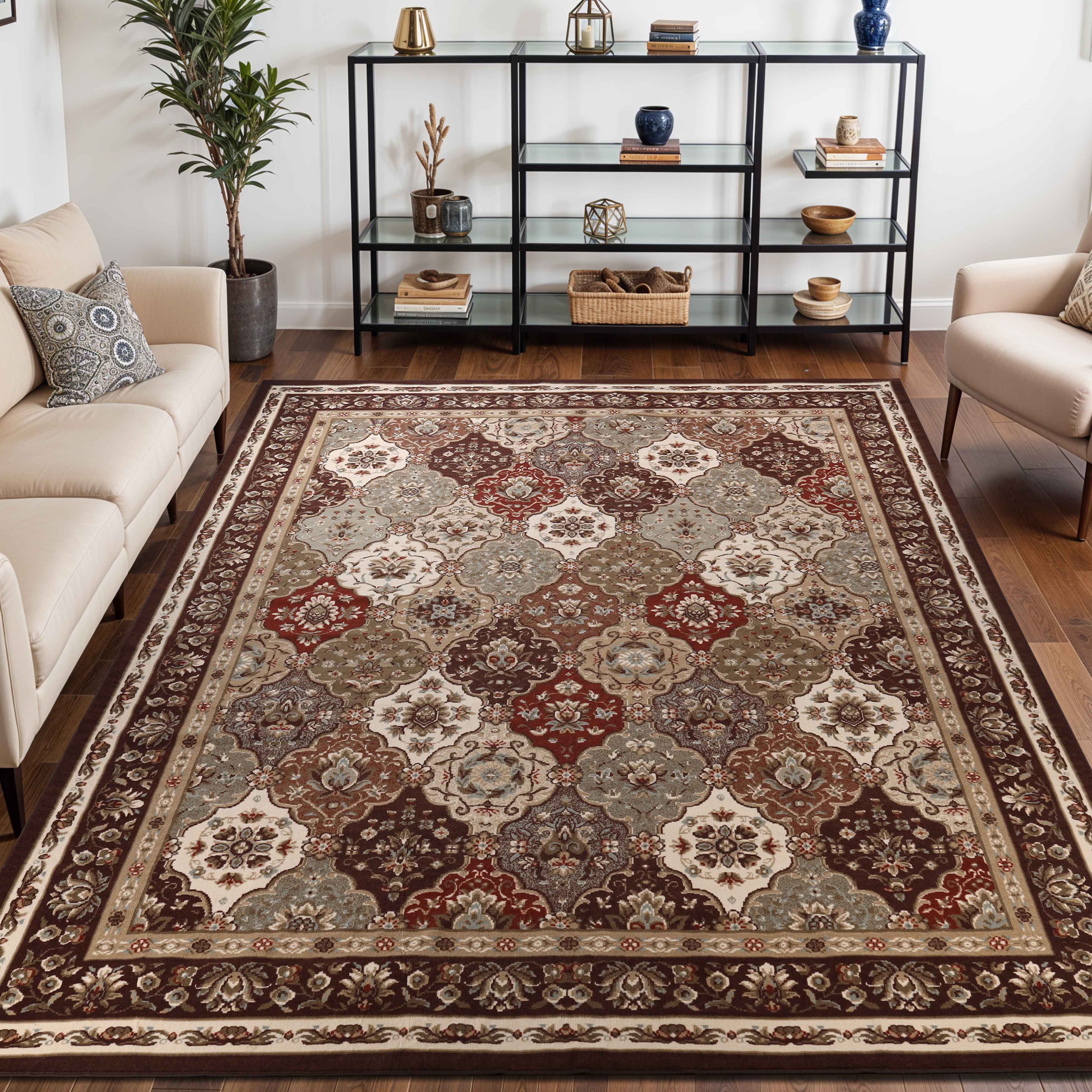 Palmyra Traditional Floral Medallion Indoor Area Rug - Non-Slip Living Room Carpet, Bedroom Runner Rug for Home Decor - Perfect for Hallway, Entryway & Cozy Spaces