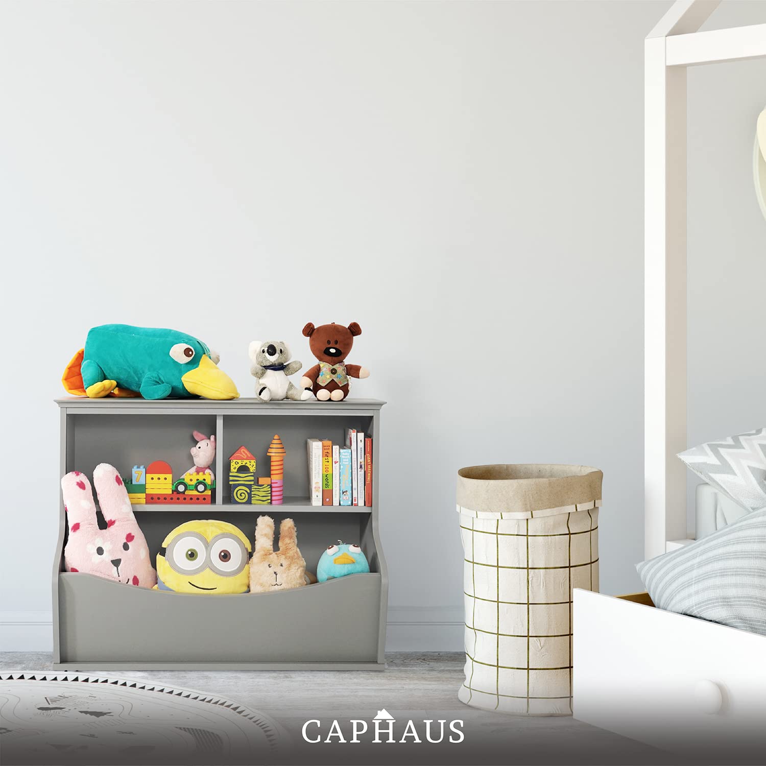 CAPHAUS Kids' Multifunctional Book and Toy Storage Cubby - Open Shelf Organizer for Nursery, Playroom, Closet - Home Organization Toy Bookcase | Perfect for Kids' Room, Daycare & Montessori Classroom Organization