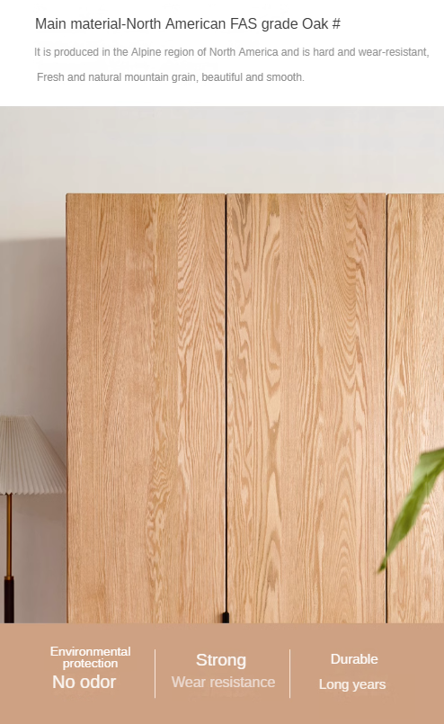 Solid Oak Wood Wardrobe - Modern High Closet for Bedroom & Living Room Storage | Durable & Stylish Furniture for Home Organization