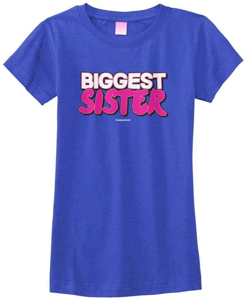 Threadrock Big Girls' Biggest Sister Fitted T-Shirt - Comfortable & Stylish Cotton Tee for Teen Girls - Perfect for School, Casual Outfits & Sister Matching Looks