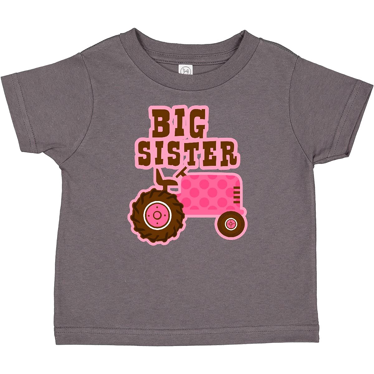 Inktastic Pink Tractor Big Sister Baby T-Shirt - Cute Cotton Toddler Tee for Siblings - Perfect for Farm Theme, Family Photos & Matching Outfits