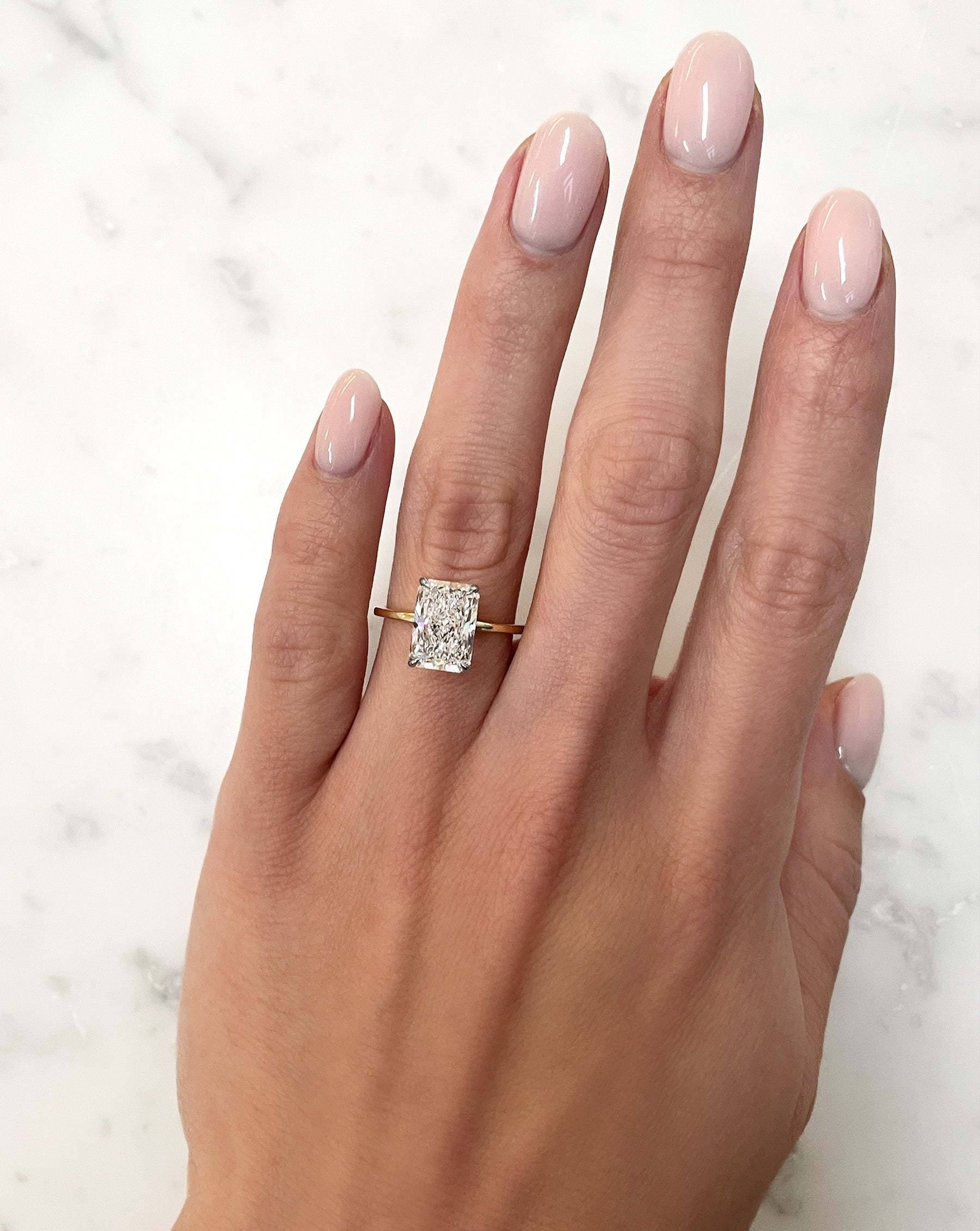 3.09 Carat Lab Grown Diamond - Radiant Cut Whisper Thin® Band for Engagement Rings & Wedding Jewelry