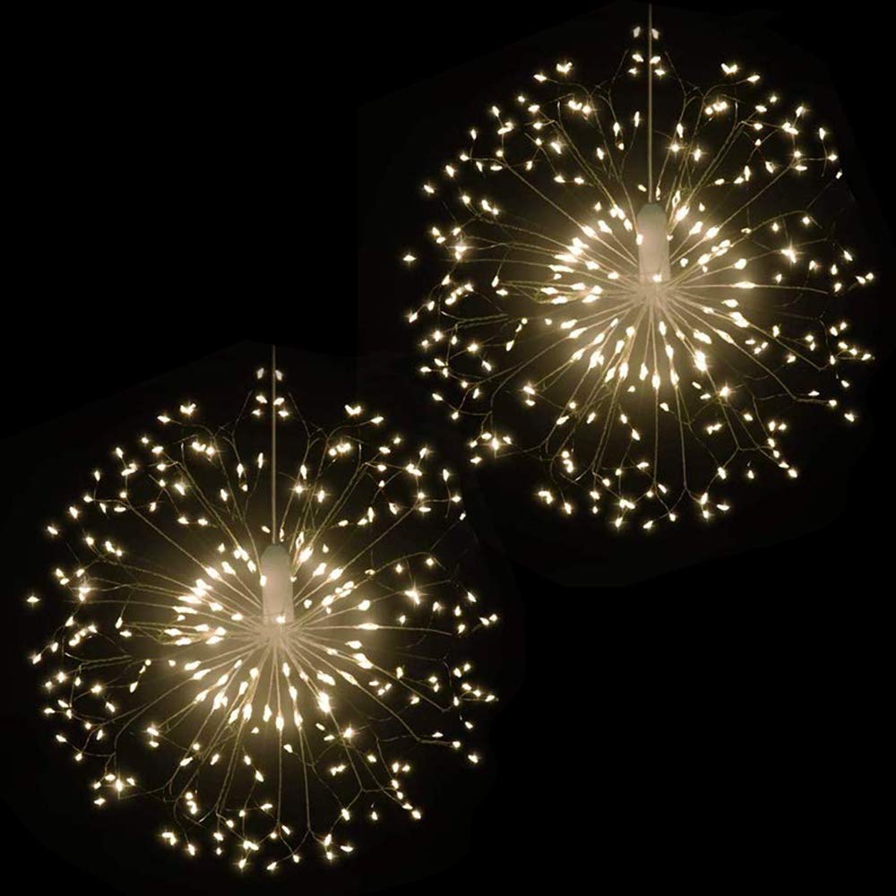 Bcga 2 Pack LED Firework Lights - 8 Mode Dimmable Copper Wire Fairy String Lights with Remote | Waterproof Starburst Hanging Lights for Christmas, Party & Outdoor Decor | Perfect for Home, Garden, Wedding & Holiday Celebrations