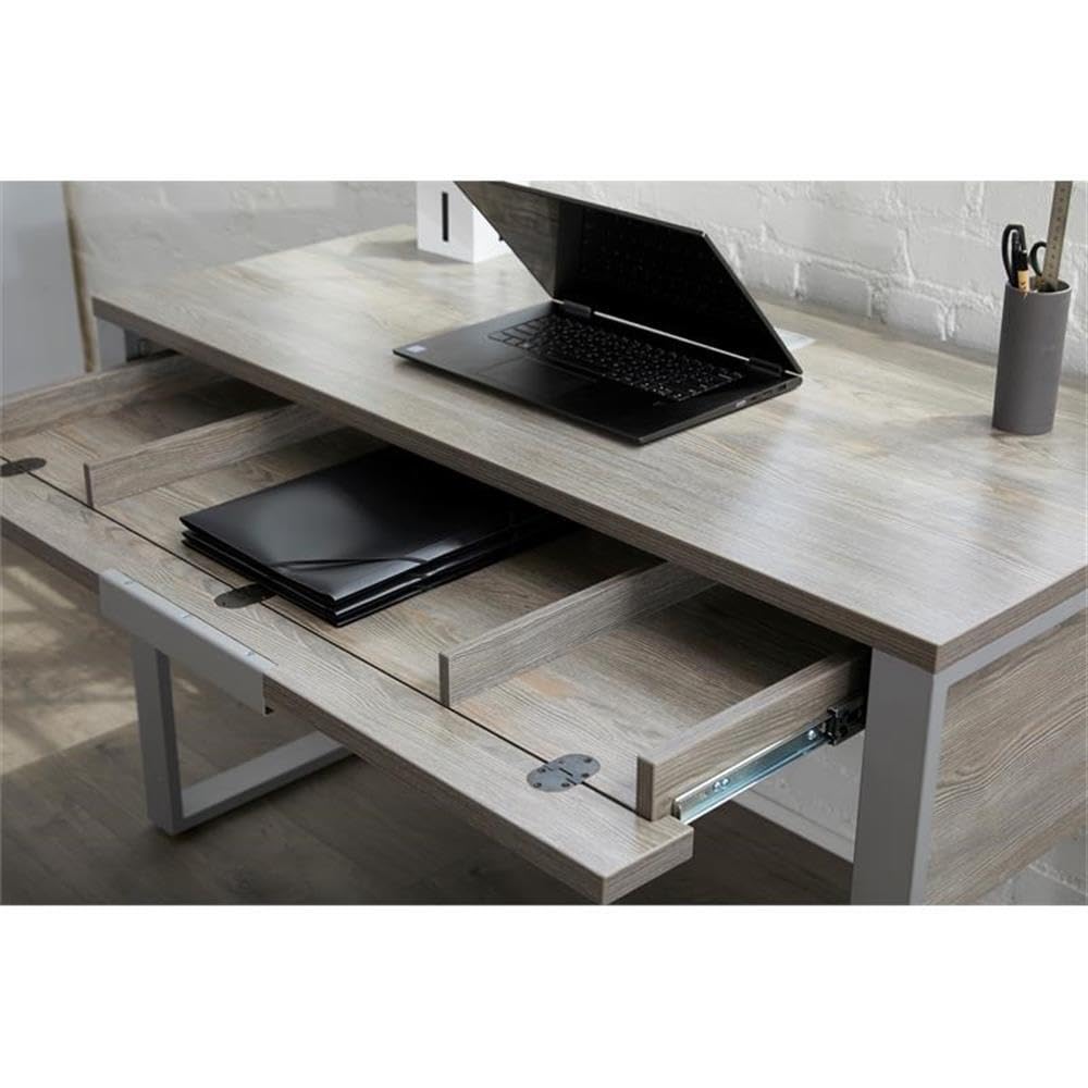Modern Gray Rectangular Home Office Desk - Stylish & Functional Workspace Furniture for Small Spaces