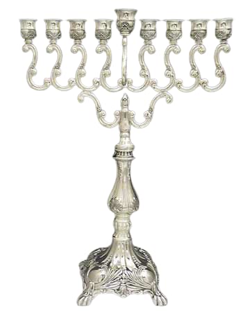 17'' Silver Plated Judaica Menorah Candle Holder for Hanukkah - Elegant Tall Candlestick for Jewish Holidays & Home Decor