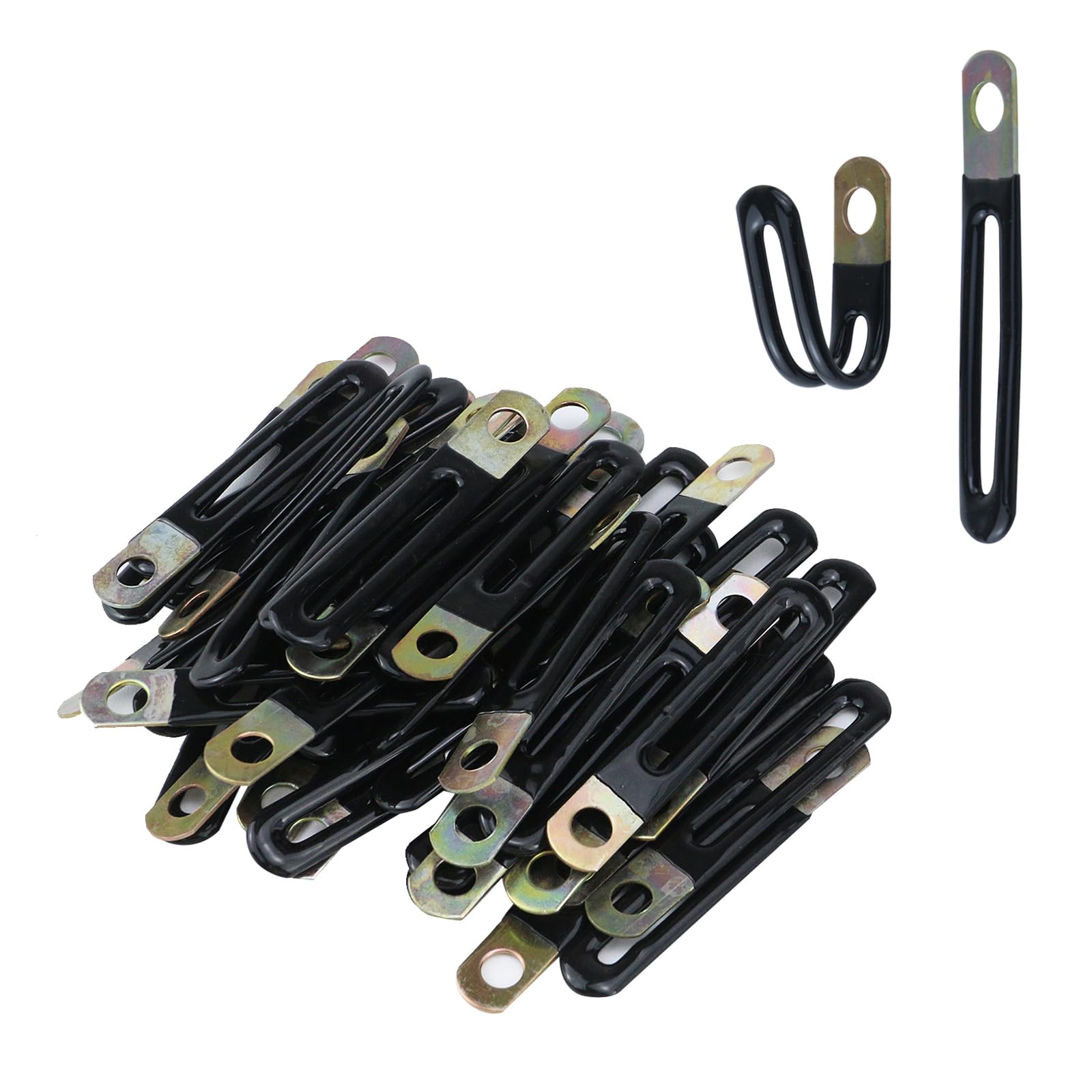 50 Pack Black Bendable Wire Shelf Loop Clips - Flexible Closet Shelf Brackets with Screws (60x10mm/2.36