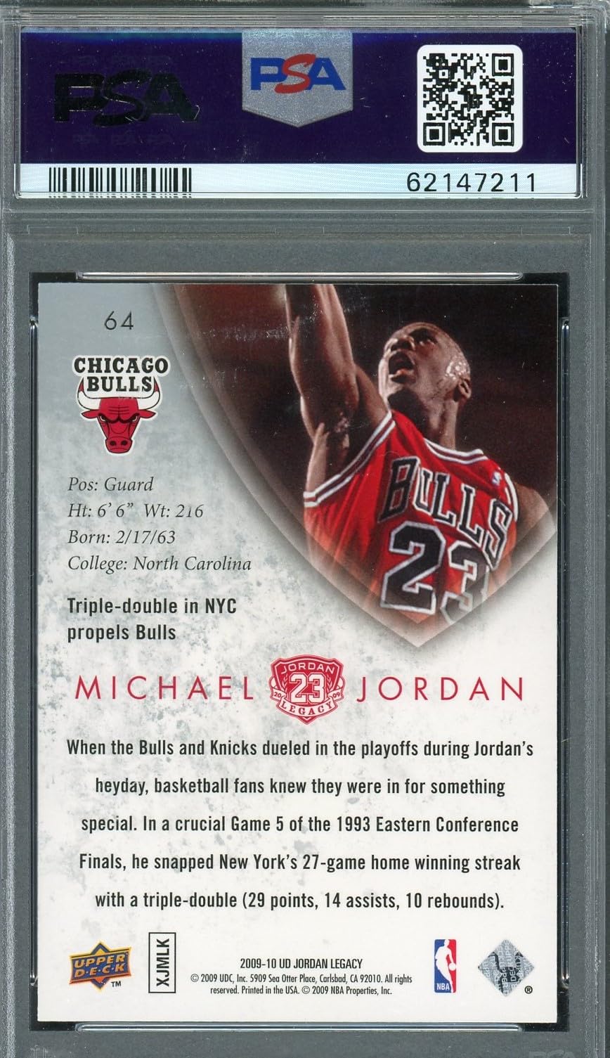 2009 Upper Deck Legacy Gold Michael Jordan #64 Basketball Card PSA 9 Graded - Perfect for NBA Collectors, Sports Memorabilia Displays & Investment Collections