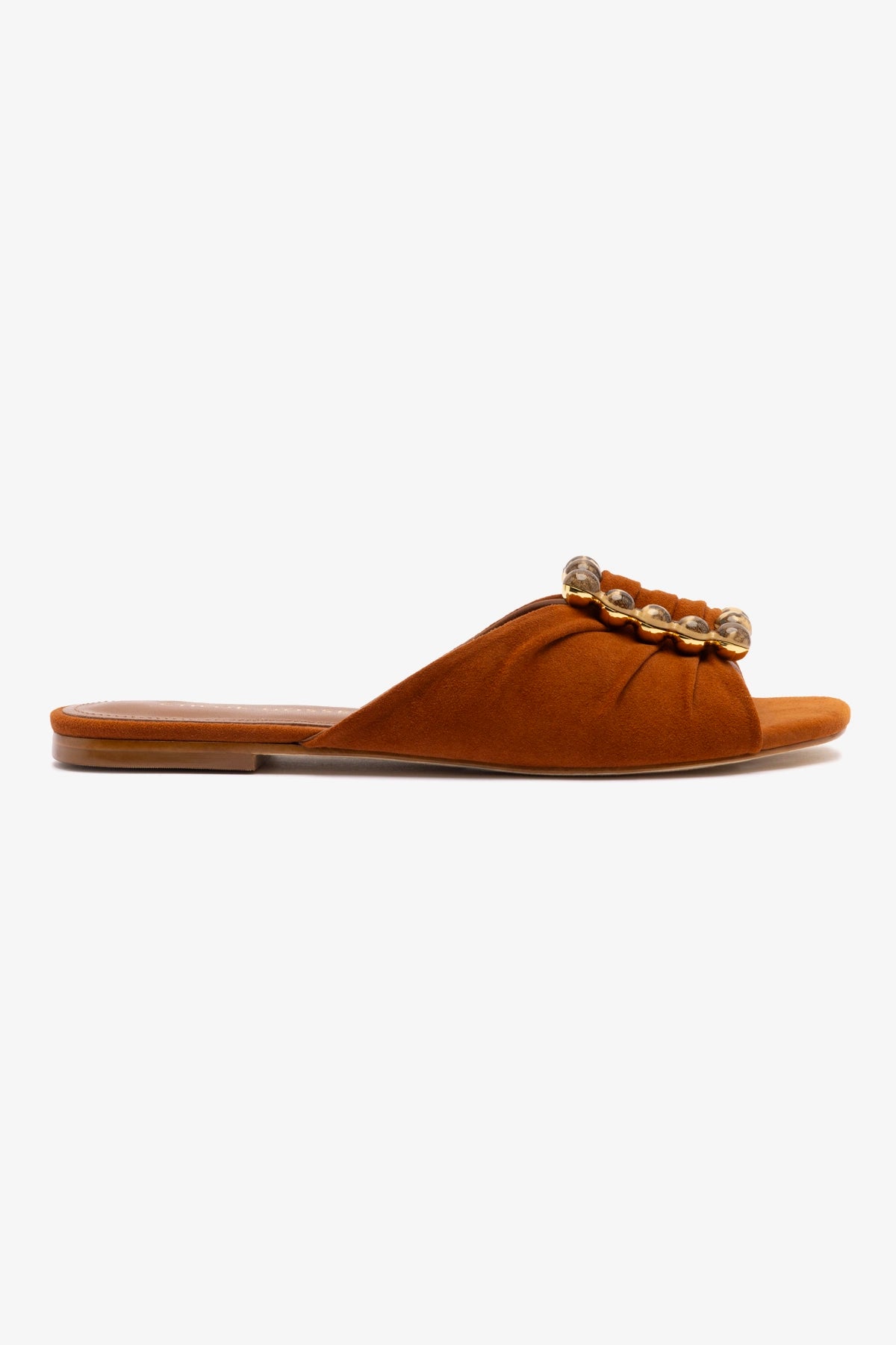 Chloe Gosselin by Larroudé Nova Flat Shoes in Chestnut Suede - Comfortable & Stylish Women's Loafers for Work, Office & Casual Wear