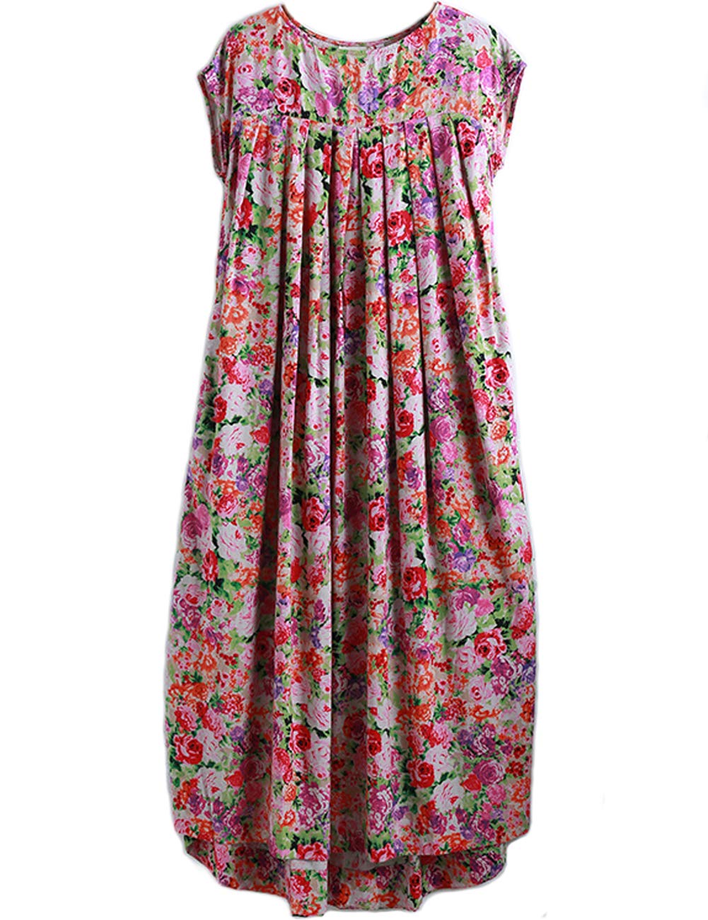 Women's Floral Sundress - Short Sleeve Summer Maxi Dress for Pregnant & Plus Size, Boho Beach Dress with Irregular Hem - Perfect for Vacation, Maternity Photos & Outdoor Weddings