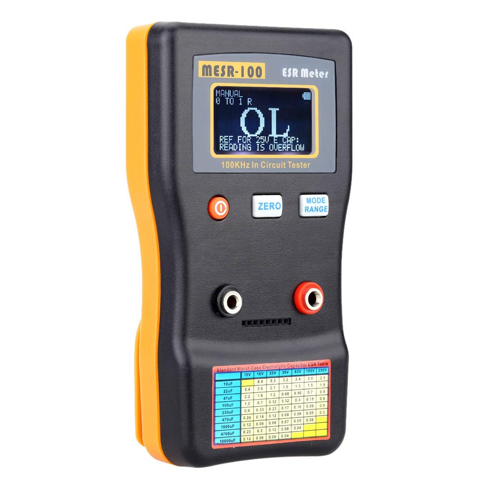 MESR-100 Digital Capacitor ESR Meter - High Precision Capacitance & Internal Resistance Tester (0.001-100Ω) - Perfect for Electronics Repair, DIY Projects & Circuit Board Testing