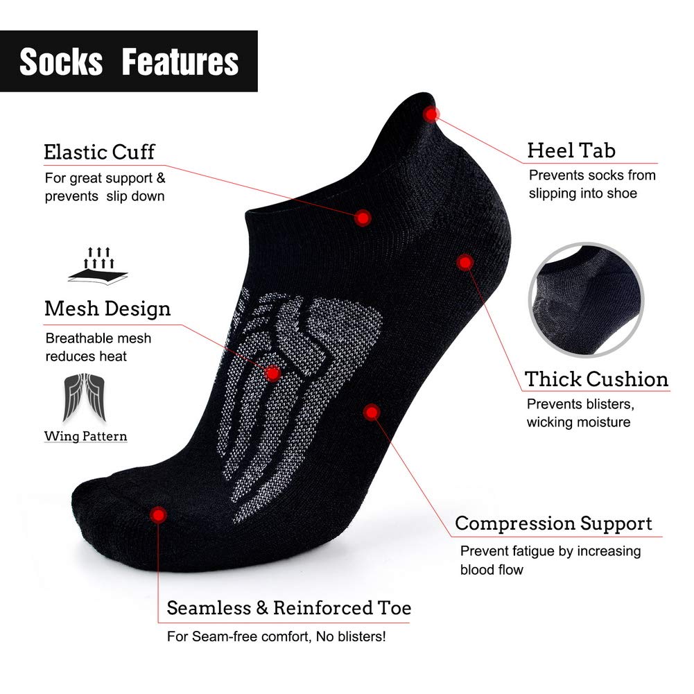 **Premium Merino Wool Compression Socks for Men & Women - Soft Thick Cushion Support Ankle Socks (3/6 Pairs) - Ideal for Running, Hiking & Outdoor Activities**
