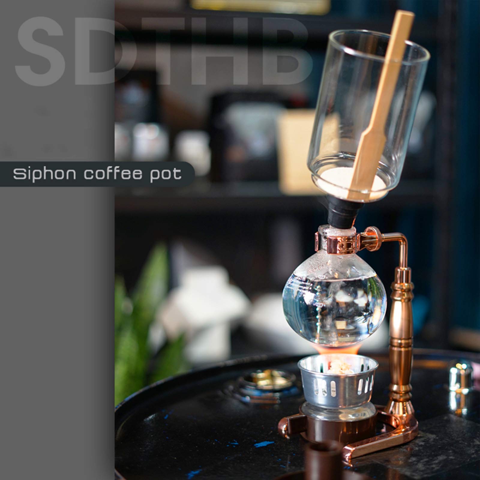 Vacuum Siphon Coffee Maker - 5 Cup Glass Brewer for Home & Cafe Use