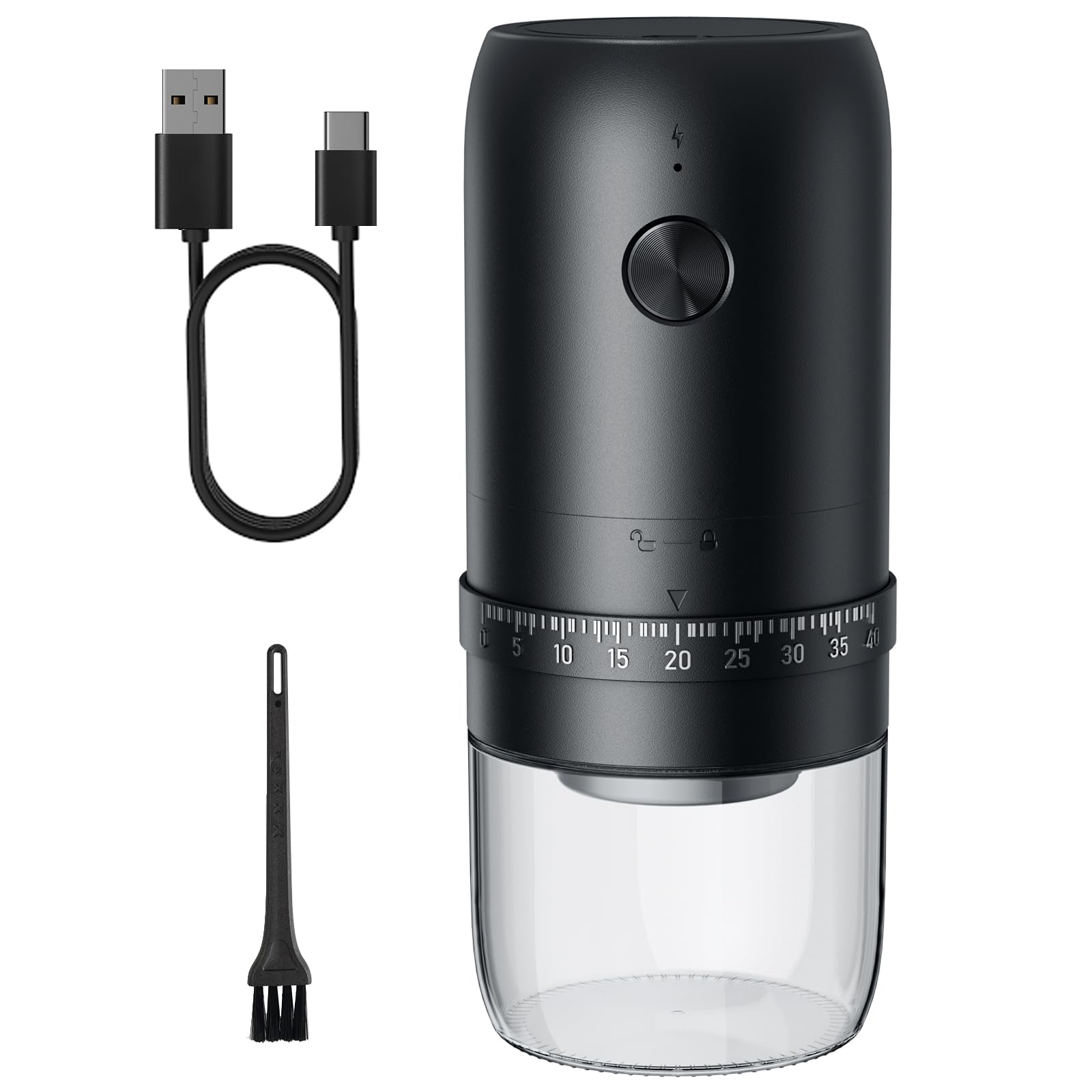 Portable Rechargeable Coffee Grinder with 40 Adjustable Settings - 35g Capacity & 1800mAh Battery - Ceramic Conical Burr for Espresso, French Press, Cold Brew - Perfect for Travel, Camping, Office & Home Use