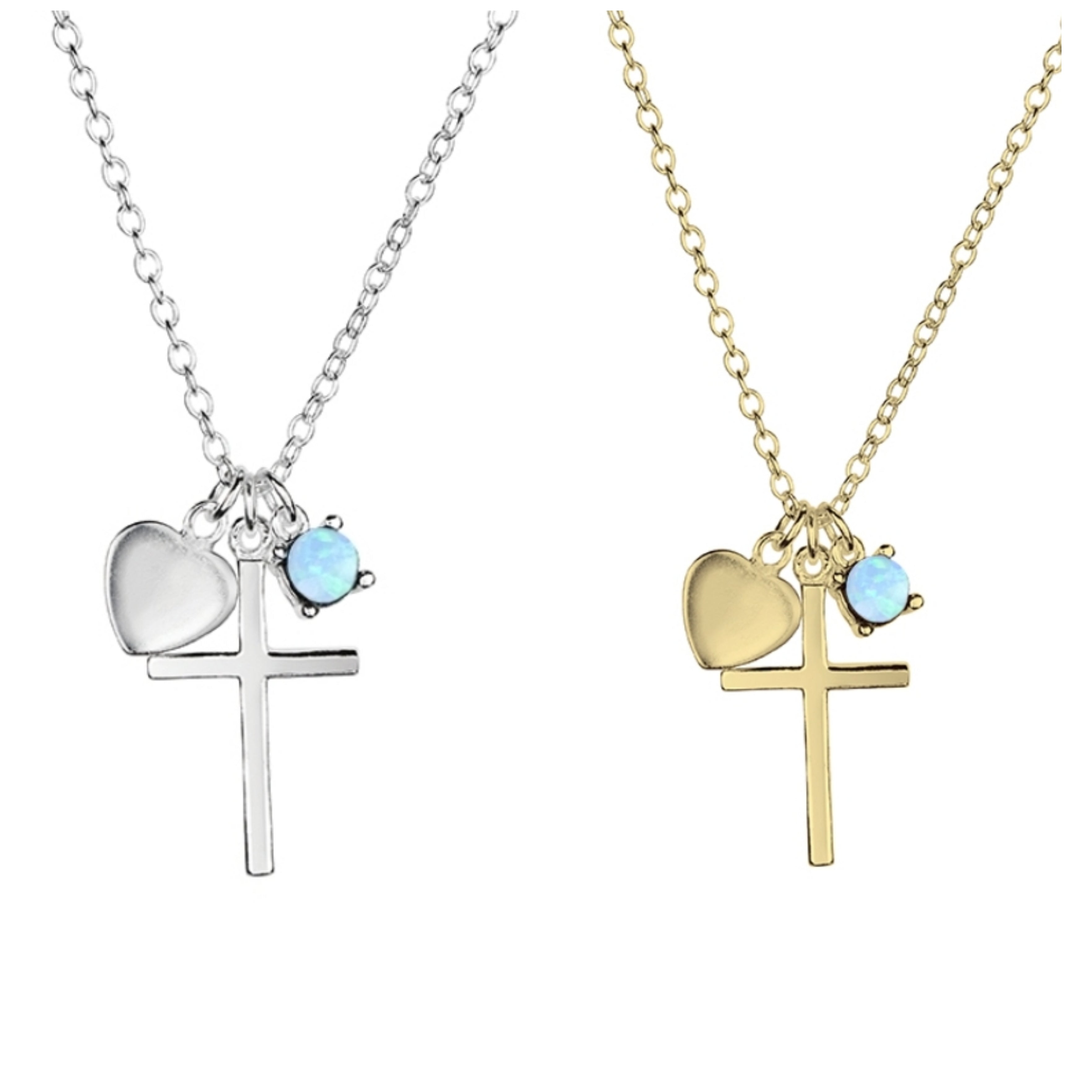 Blue Opal Faith Love Cross Necklace - Elegant Spiritual Jewelry for Women, Perfect for Gifts, Church, Weddings & Daily Wear