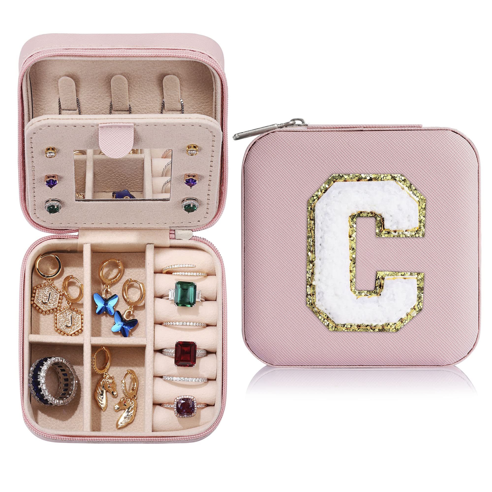 Travel Jewelry Organizer Case - Portable & Lightweight Storage for Necklaces, Earrings, Rings & Bracelets | Pink Jewelry Box for Women | Perfect for Travel, Vacation & Daily Use