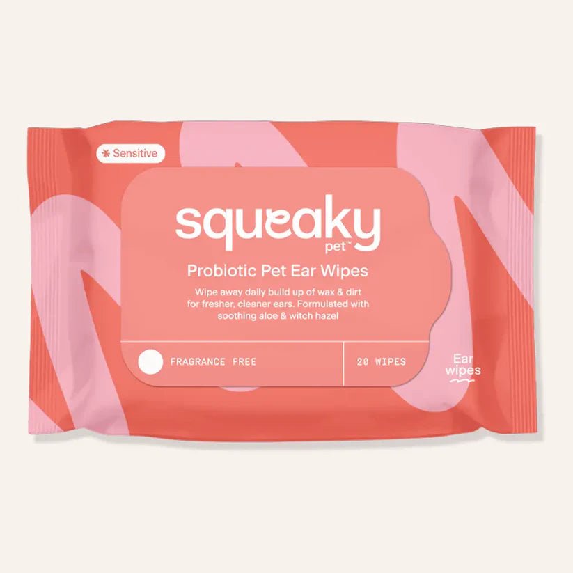 Squeaky Probiotic Pet Ear Wipes for Dogs & Cats - Gentle Cleaning & Odor Control - Vet Recommended Ear Care Solution - Perfect for Daily Cleaning & After Bathing