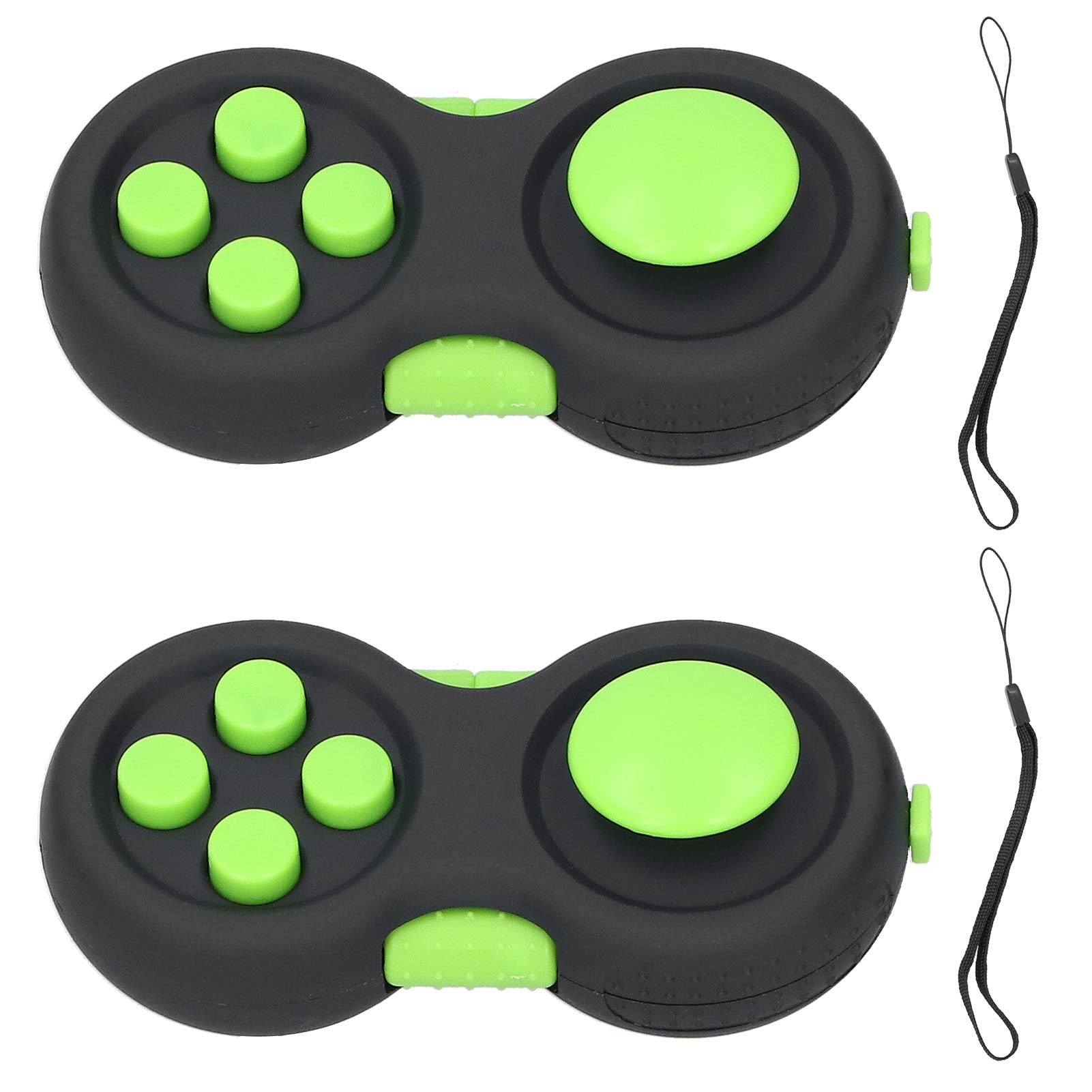 2Pcs Fidget Pad - Sensory Fidget Switch for Skin Picking Relief, Stress Relief Controller Game Pad for Kids & Adults (Green) - Perfect for ADHD, Anxiety & Office Focus
