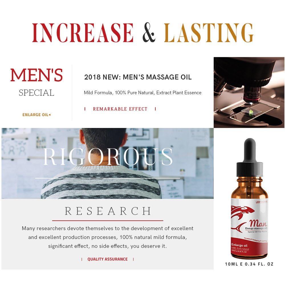 Natural Penis Enlargement Oil - Male Enhancement Cream for Size Growth & Stamina - Long Lasting Erection & Delay Solution - Intimate Adult Products for Couples & Solo Use