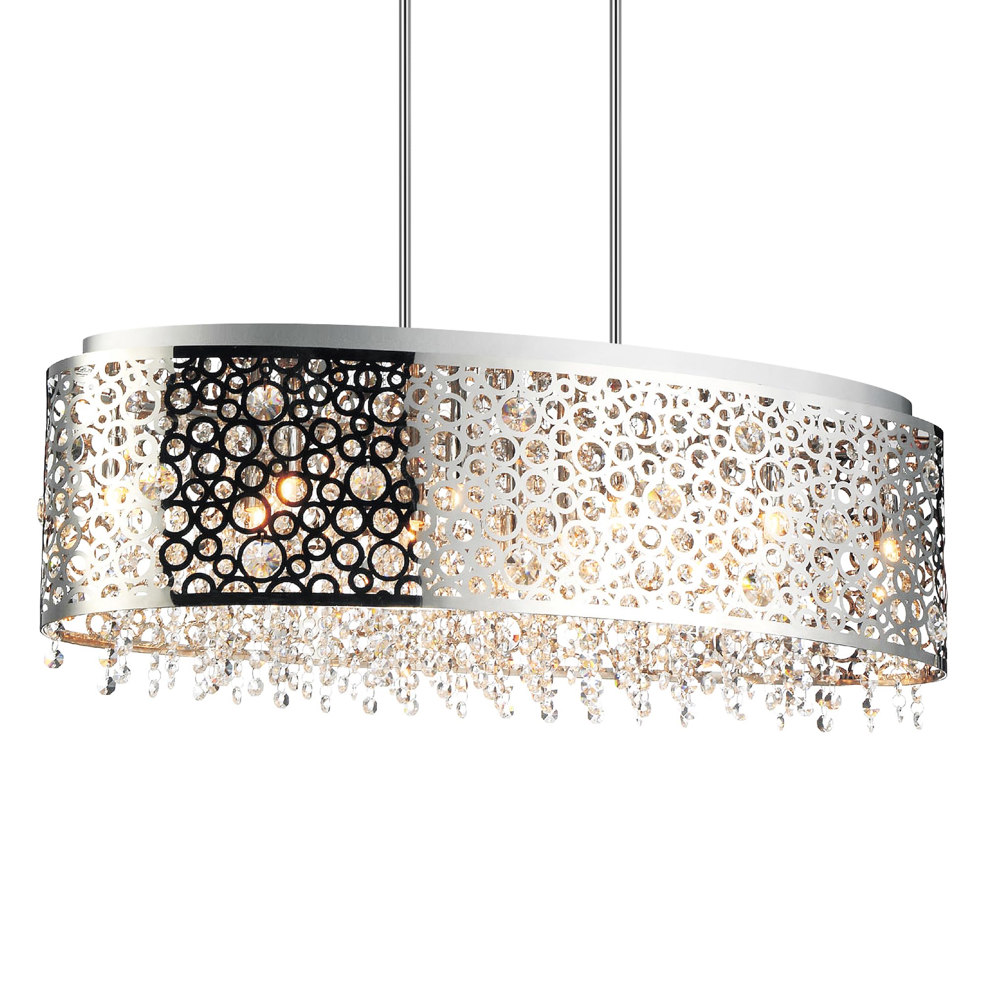 CWI Lighting 11-Light Drum Shade Metal Chandelier in Chrome - Modern Bubble Design for Dining Room, Living Room & Bedroom Ceiling Lighting