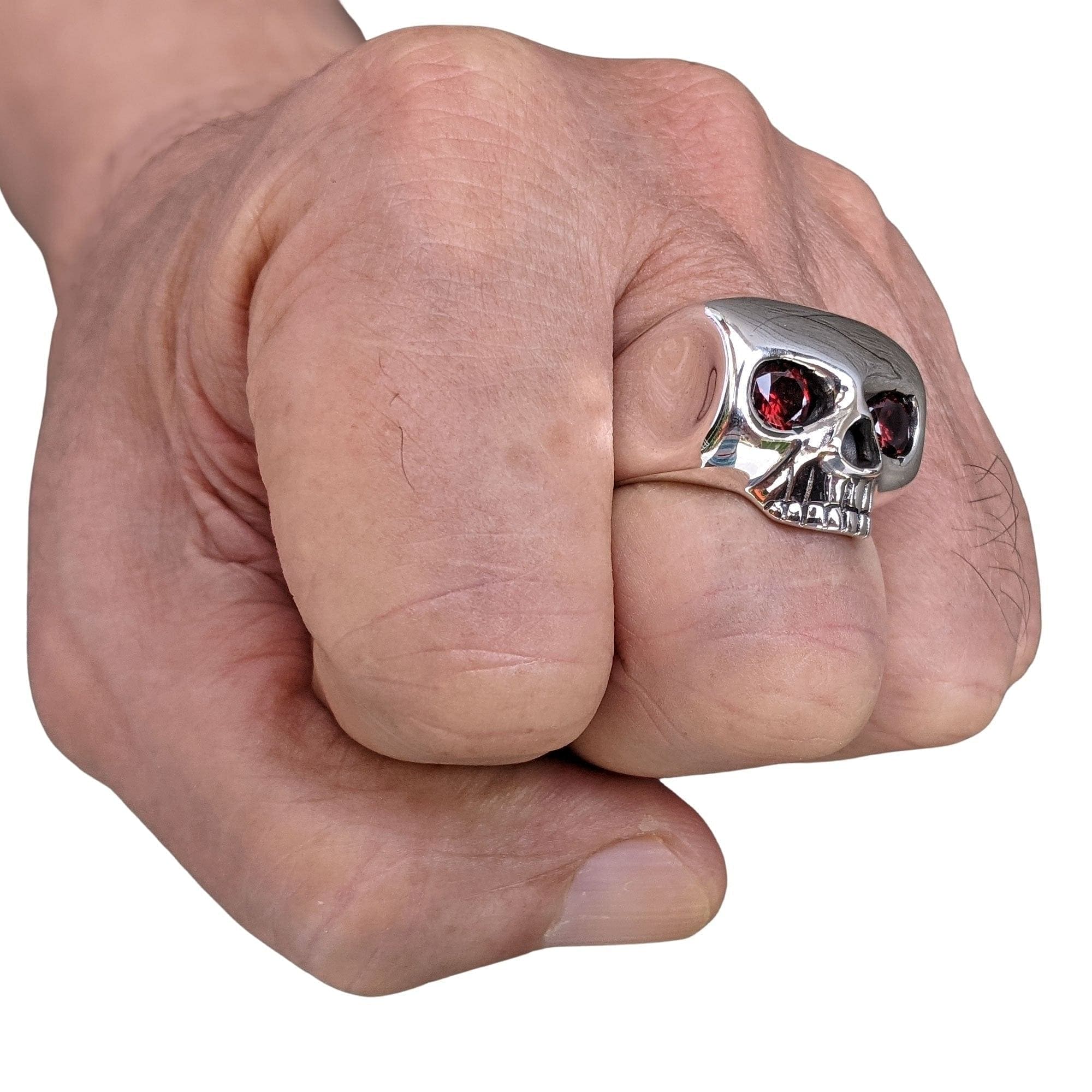 Gothic Red Eyes Skull Sterling Silver Ring for Men & Women - Perfect for Halloween, Punk Fashion, and Dark Aesthetic Jewelry Lovers