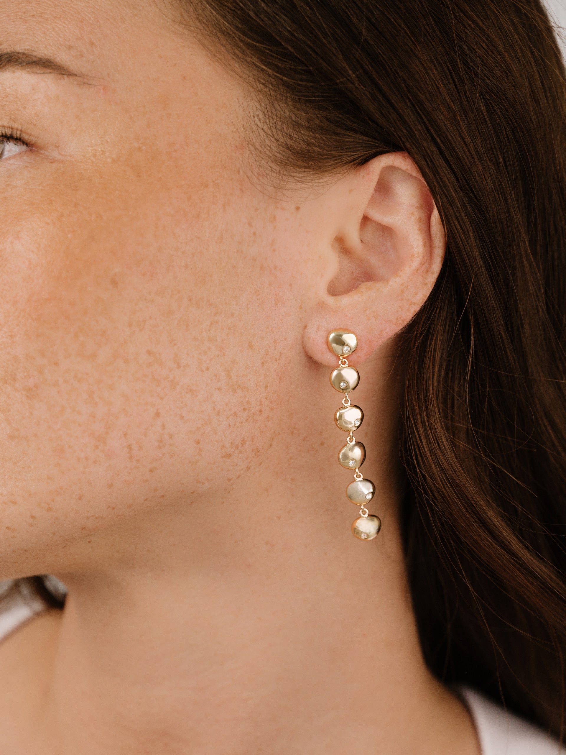 Elegant Polished Pebble Linear Dangle Earrings for Women - Minimalist Natural Stone Jewelry for Everyday Wear & Special Occasions