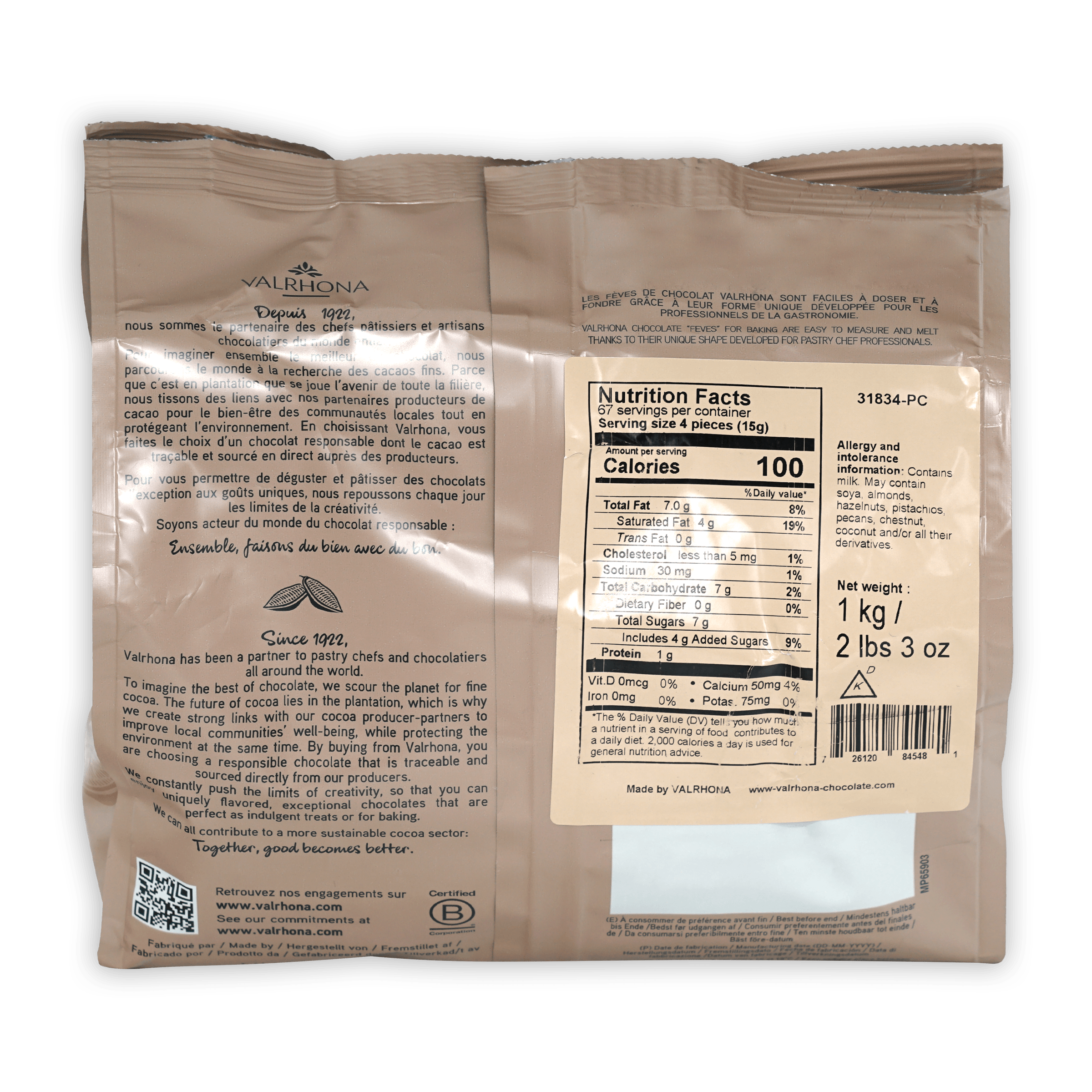 Valrhona Dulcey Blond 35% Baking Chocolate Feves 1kg Bulk - Premium Baking Chocolate for Pastries, Desserts & Professional Chefs