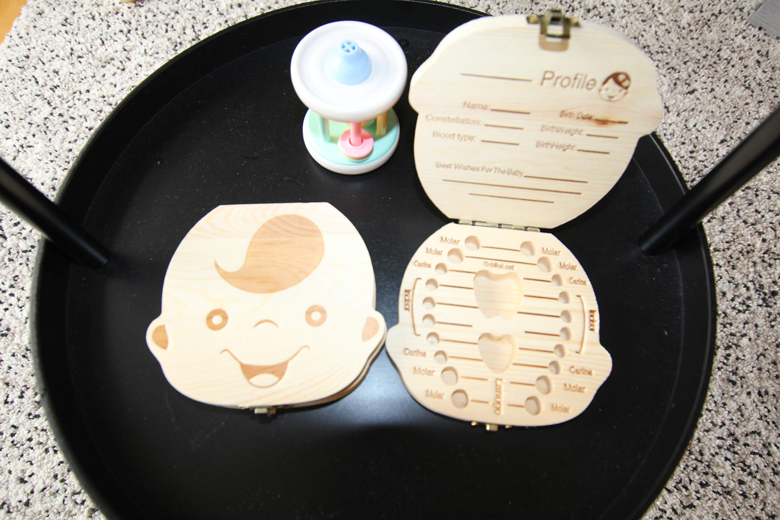 Wooden Baby Teeth Keepsake Box - First Tooth Holder & Organizer for Boys & Girls - Perfect Baby Shower Gift & Milestone Memory Storage