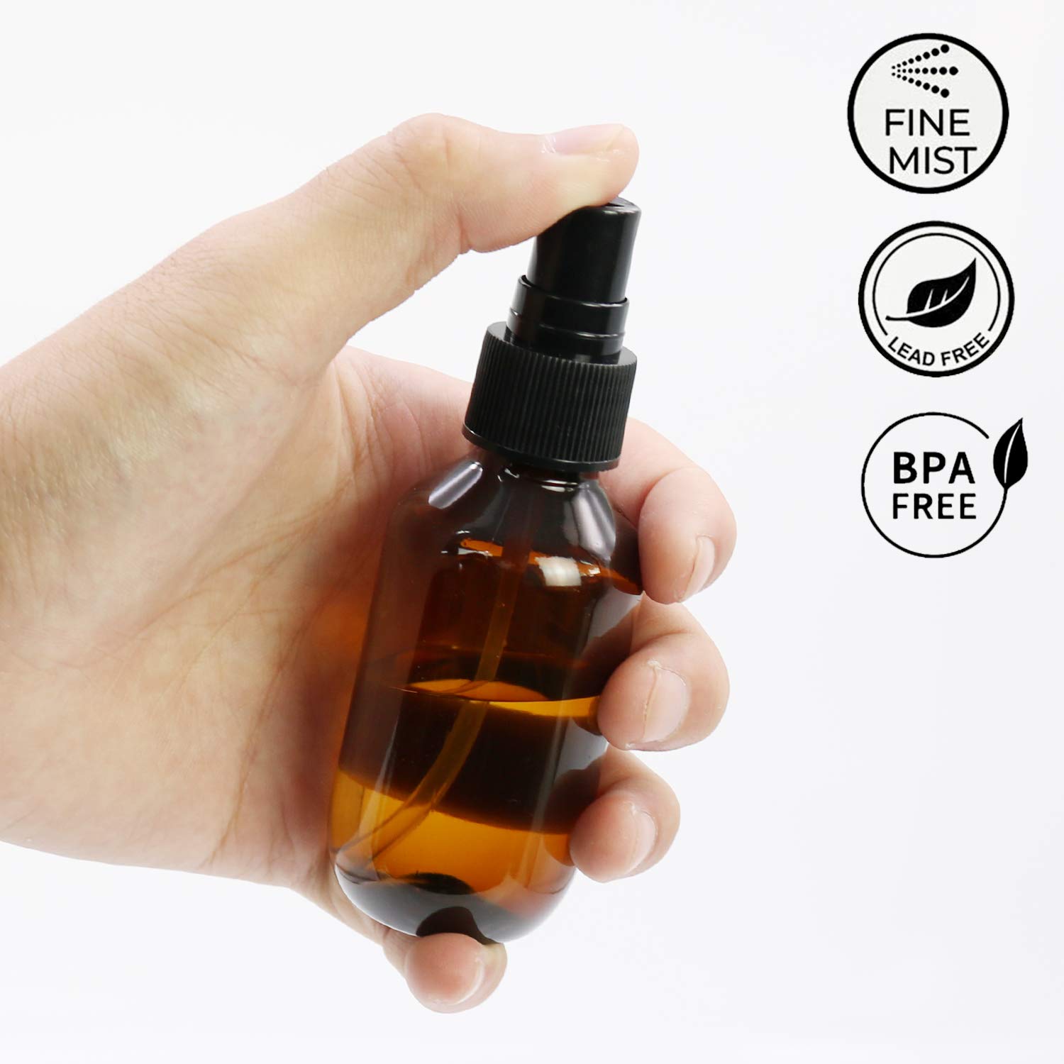 SYNTECSO 48 Pack 2oz Amber Plastic Spray Bottles - Fine Mist Essential Oil Sprayer, Water Spray Bottle for Hair, Plants & Cleaning Solutions - Perfect for DIY Beauty, Gardening & Home Cleaning