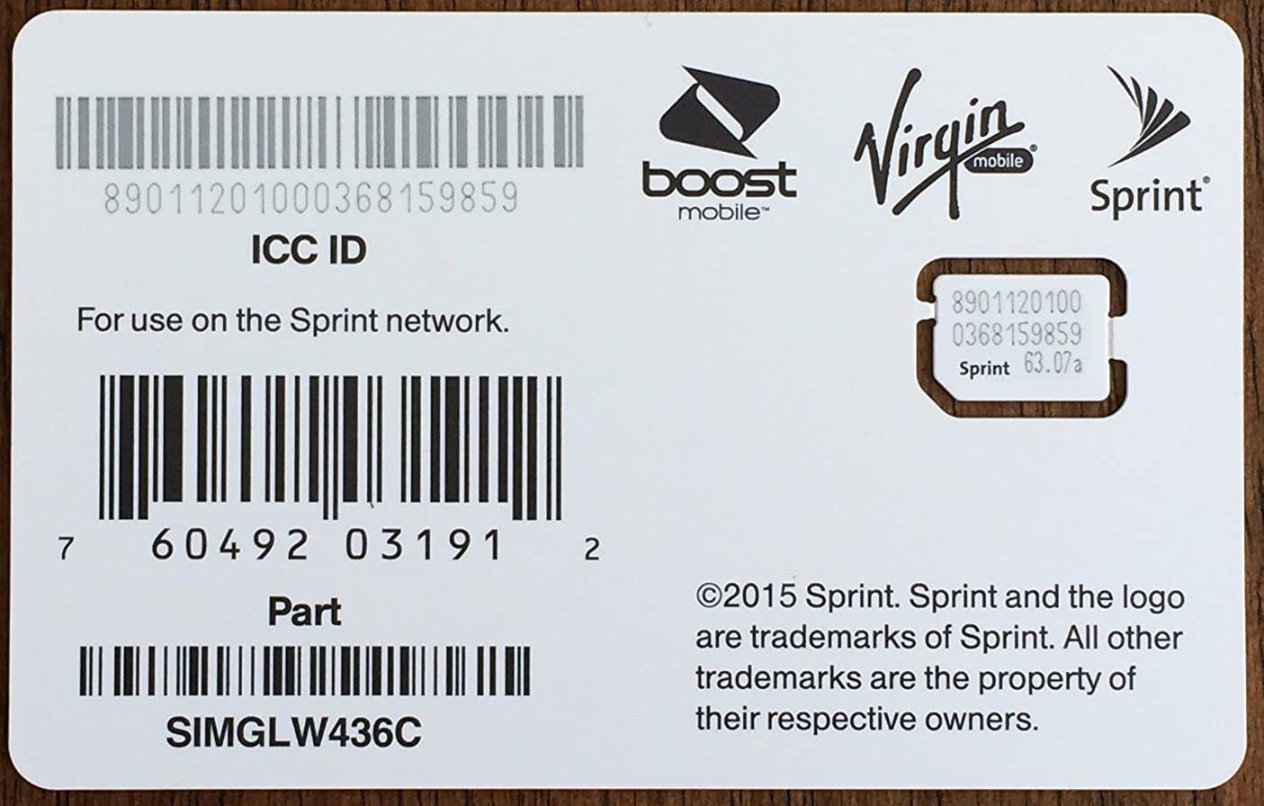 Sprint UICC ICC Nano SIM Card SIMGLW436C - Compatible with iPhone 5c/5s/6/6 Plus/6S/6S Plus/7/7 Plus/SE & iPad Air/Air 2 | Fast Activation | Perfect for Travel, Business & International Roaming