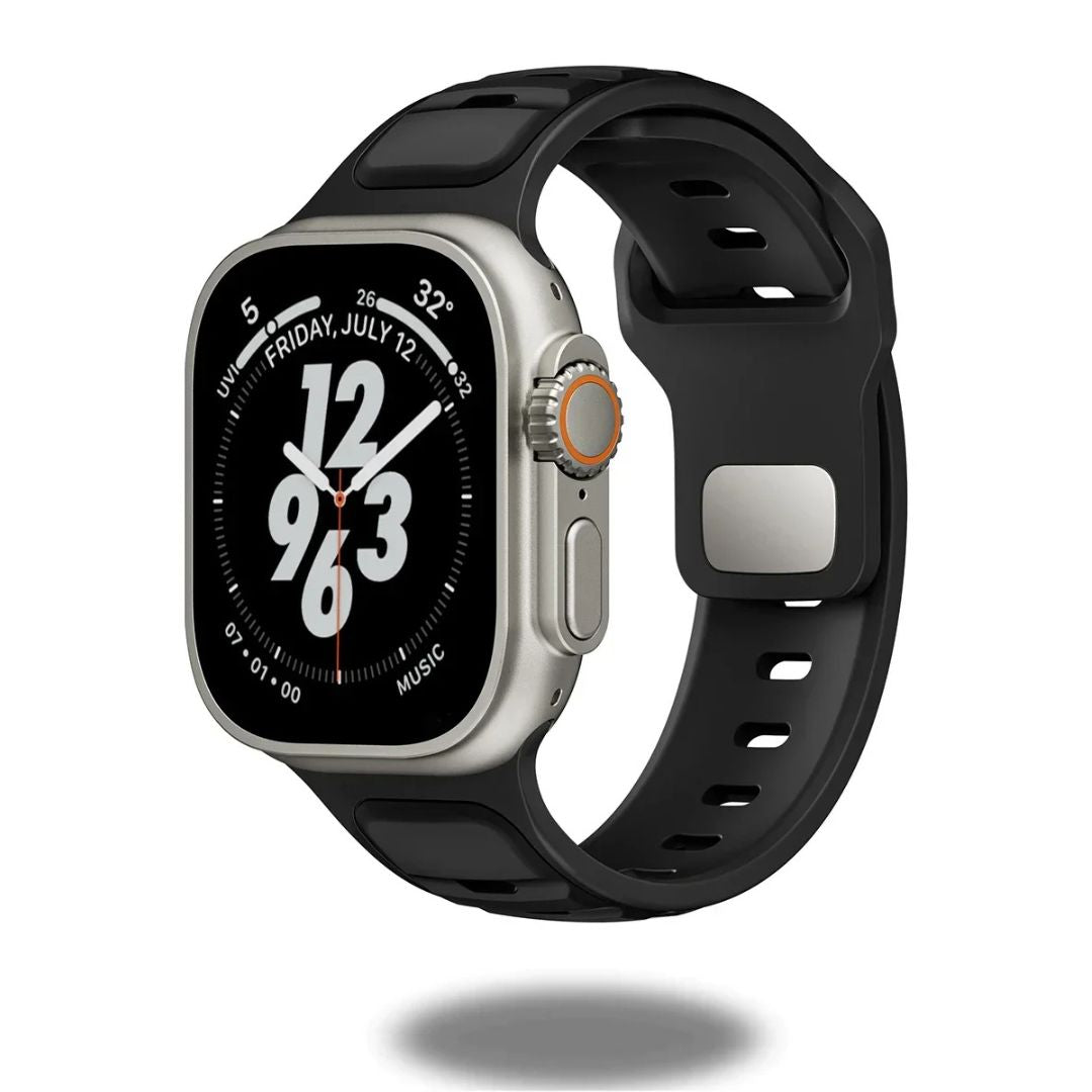 Durable Dual-Tone Silicone Sports Bands for Apple Watch - Sweatproof Fitness Tracker Strap for Running, Gym & Outdoor Activities