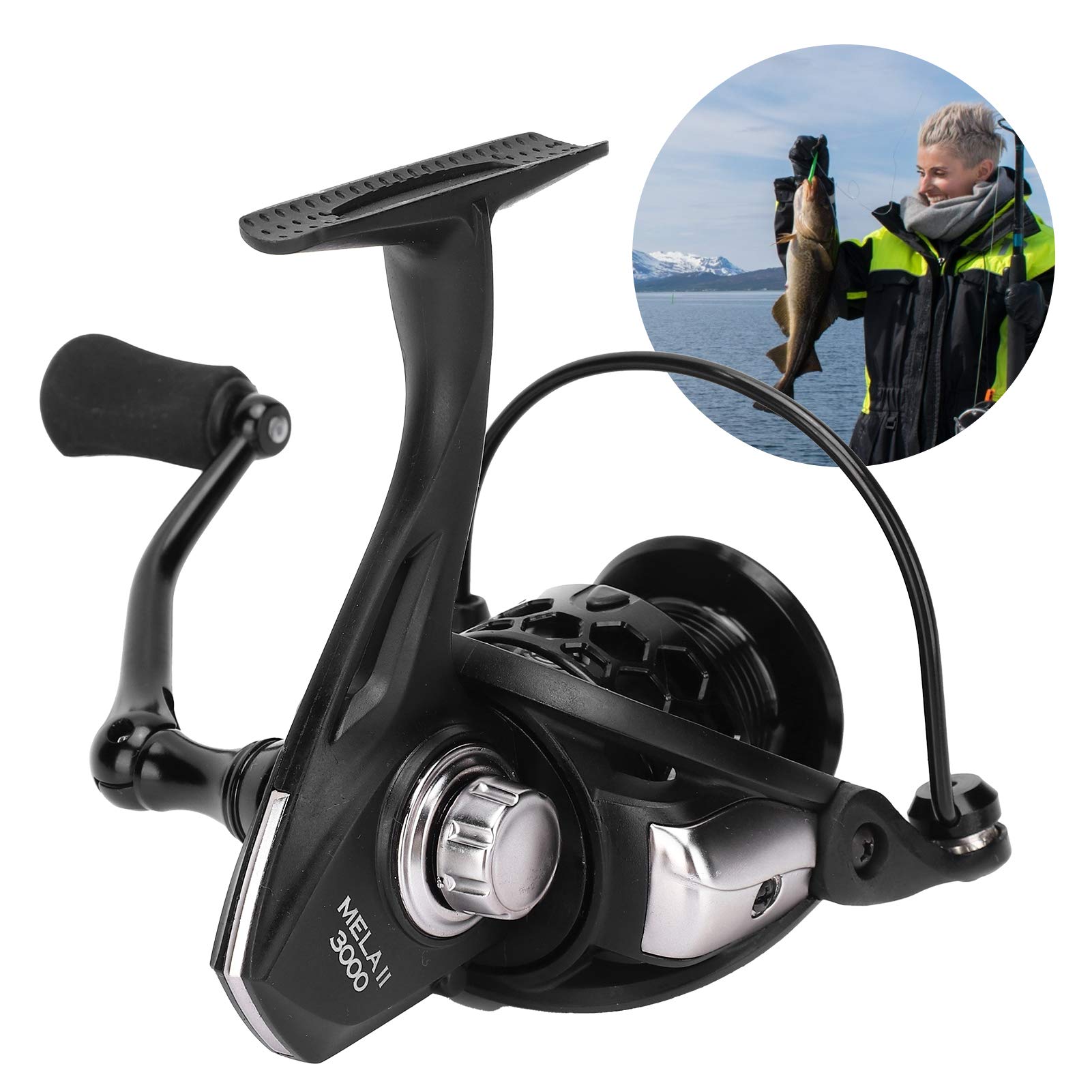 Premium 13+1 Bearing Fishing Reel - Left/Right Hand Interchangeable Spinning Reel for Saltwater & Freshwater Fishing | Ideal for Rock Fishing, Raft Fishing, Sea Fishing & Anchor Pole Use (MELA2000)