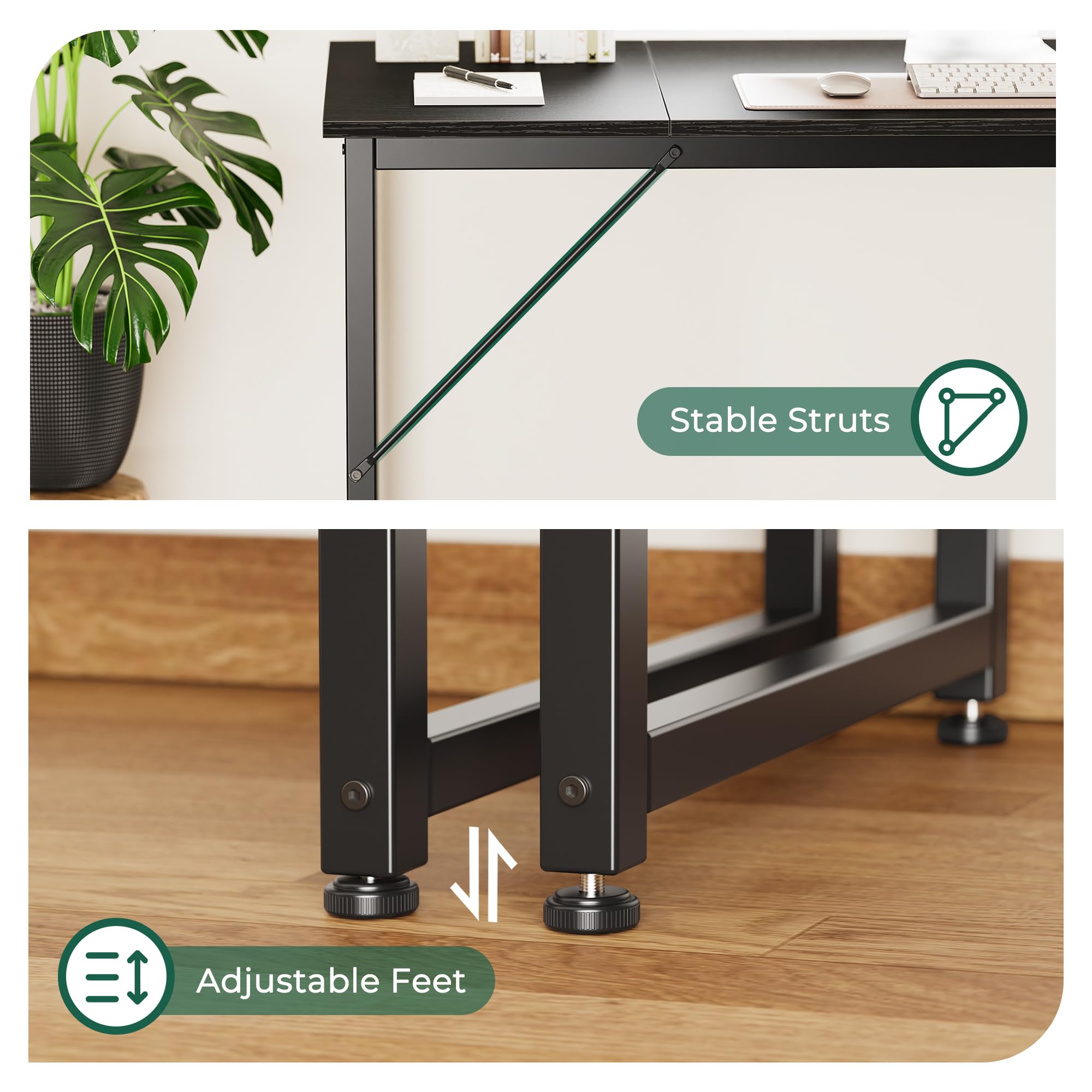 Huuger 70 Inch Computer Desk with Storage - Large Office Desk, Gaming Desk, Writing Workstation for Home Office & Study - Sturdy Metal Frame, Spacious Legroom, Black - Perfect for Remote Work, Online Classes & Gaming Setup