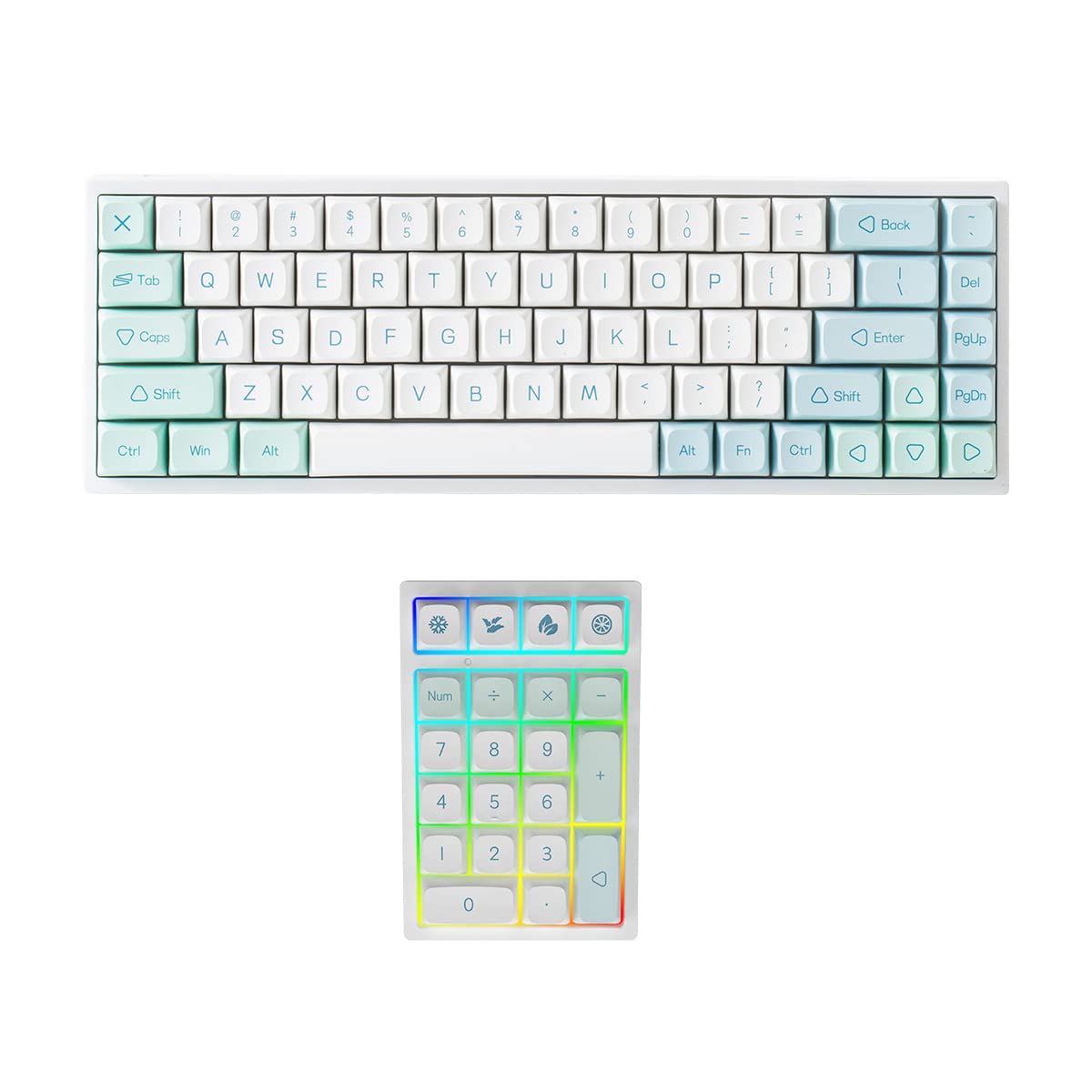 YUNZII YZ68 Mint Wireless Hot-Swappable Mechanical Keyboard with Gateron Red Switch & YZ21 Mint Keypad with Gateron Yellow Switch - Perfect for Gaming, Typing, and Office Work