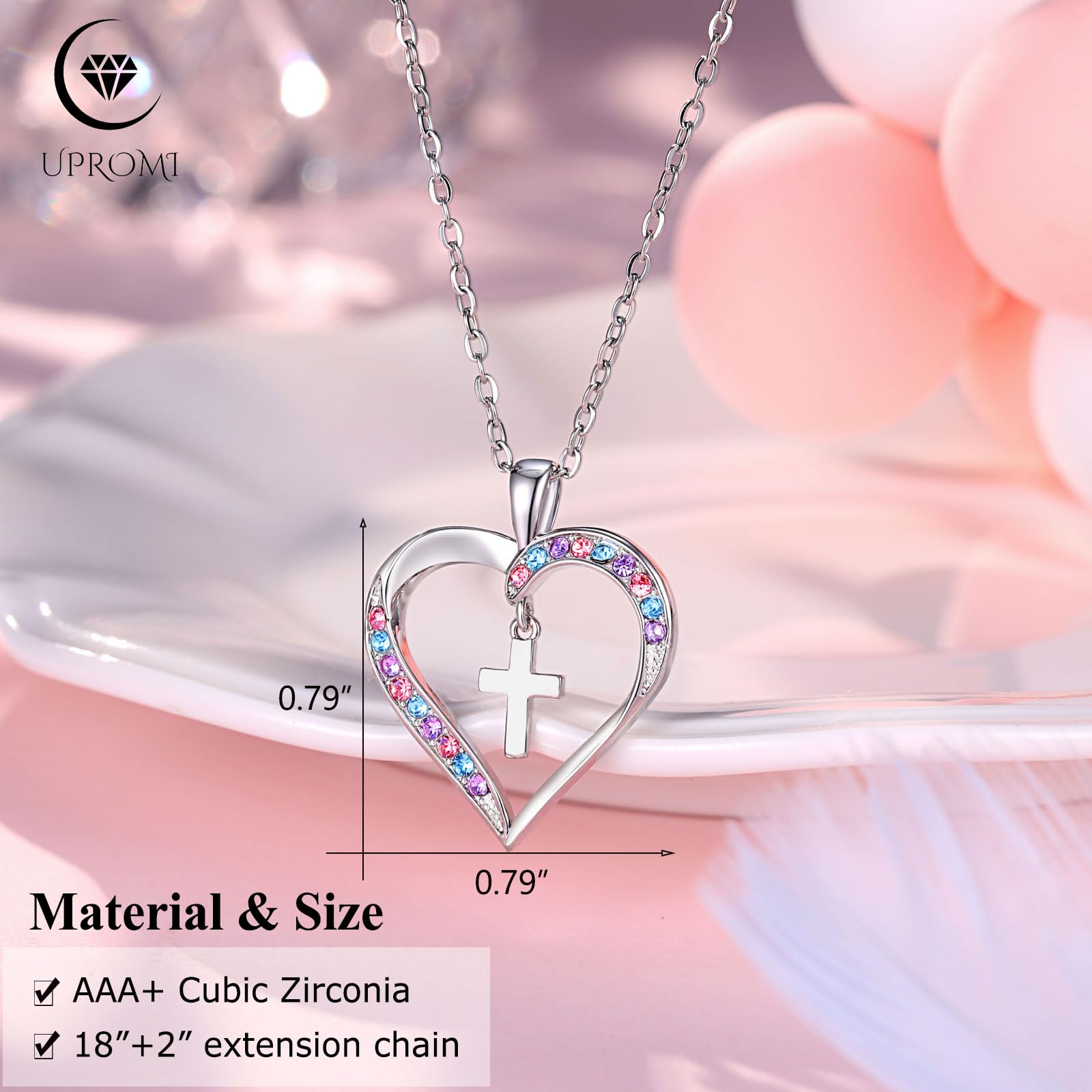 UPROMI Girls Cross Necklace - Elegant Religious Jewelry for Baptism, First Communion, Confirmation & Graduation - Perfect Back to School Gift for Teen Girls & Young Women - Ideal for Church, School & Special Occasions