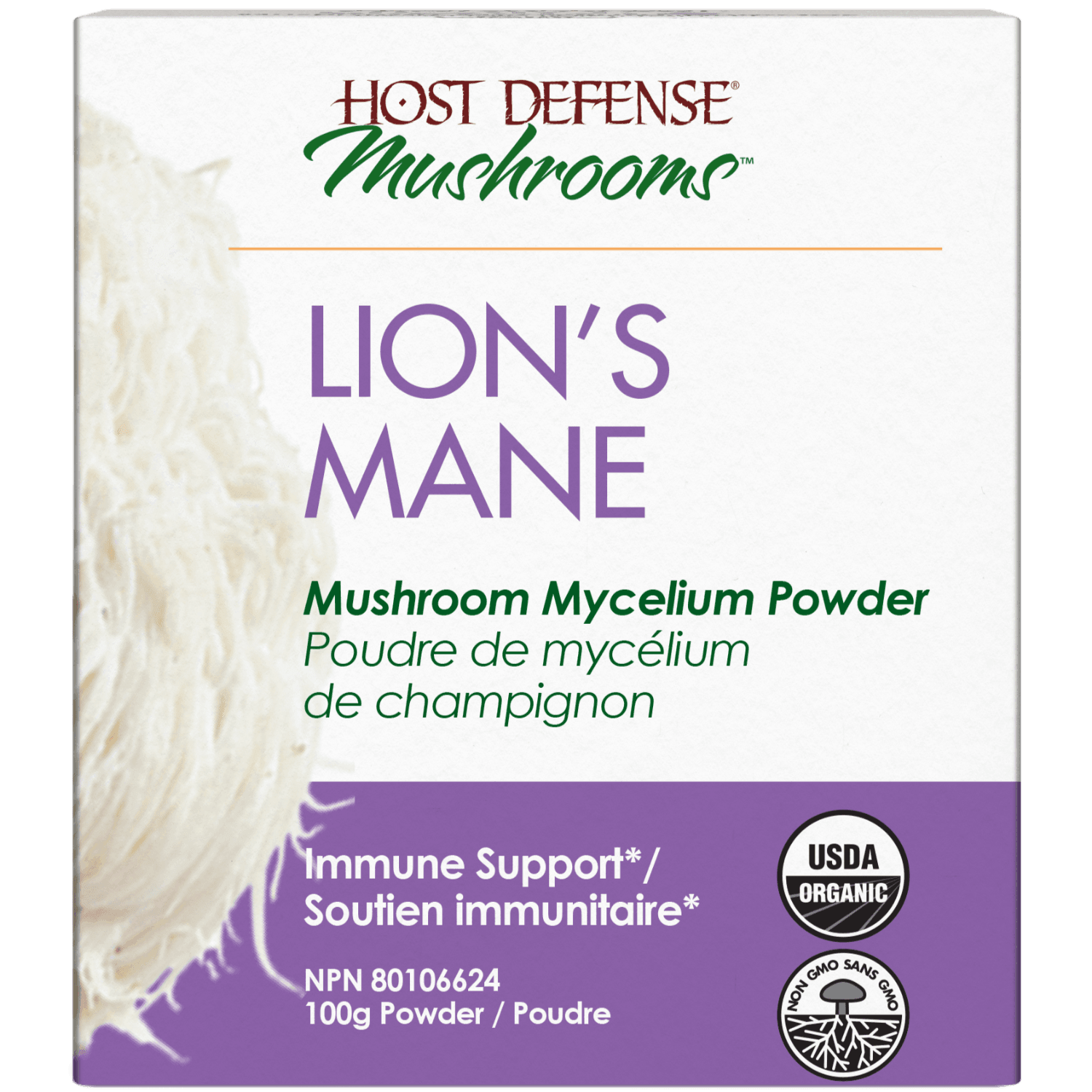 Host Defense Lions Mane Mushroom Mycelium Powder 100g - Organic Brain Booster Supplement for Memory & Focus - Perfect for Coffee, Smoothies & Daily Wellness Routine