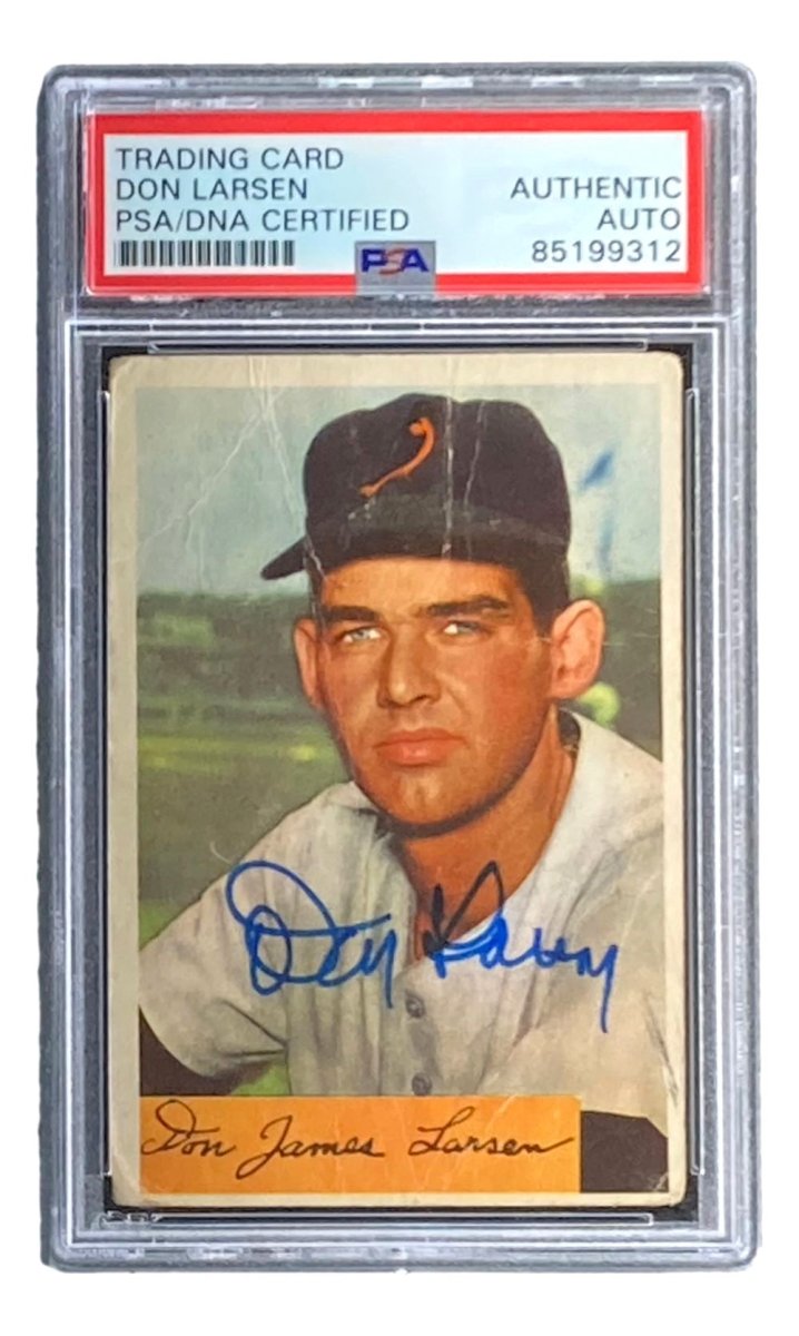 Don Larsen Signed 1954 Bowman #101 Baltimore Orioles Rookie Card PSA/DNA Certified - Perfect for Baseball Memorabilia Collectors & Sports Fans Display