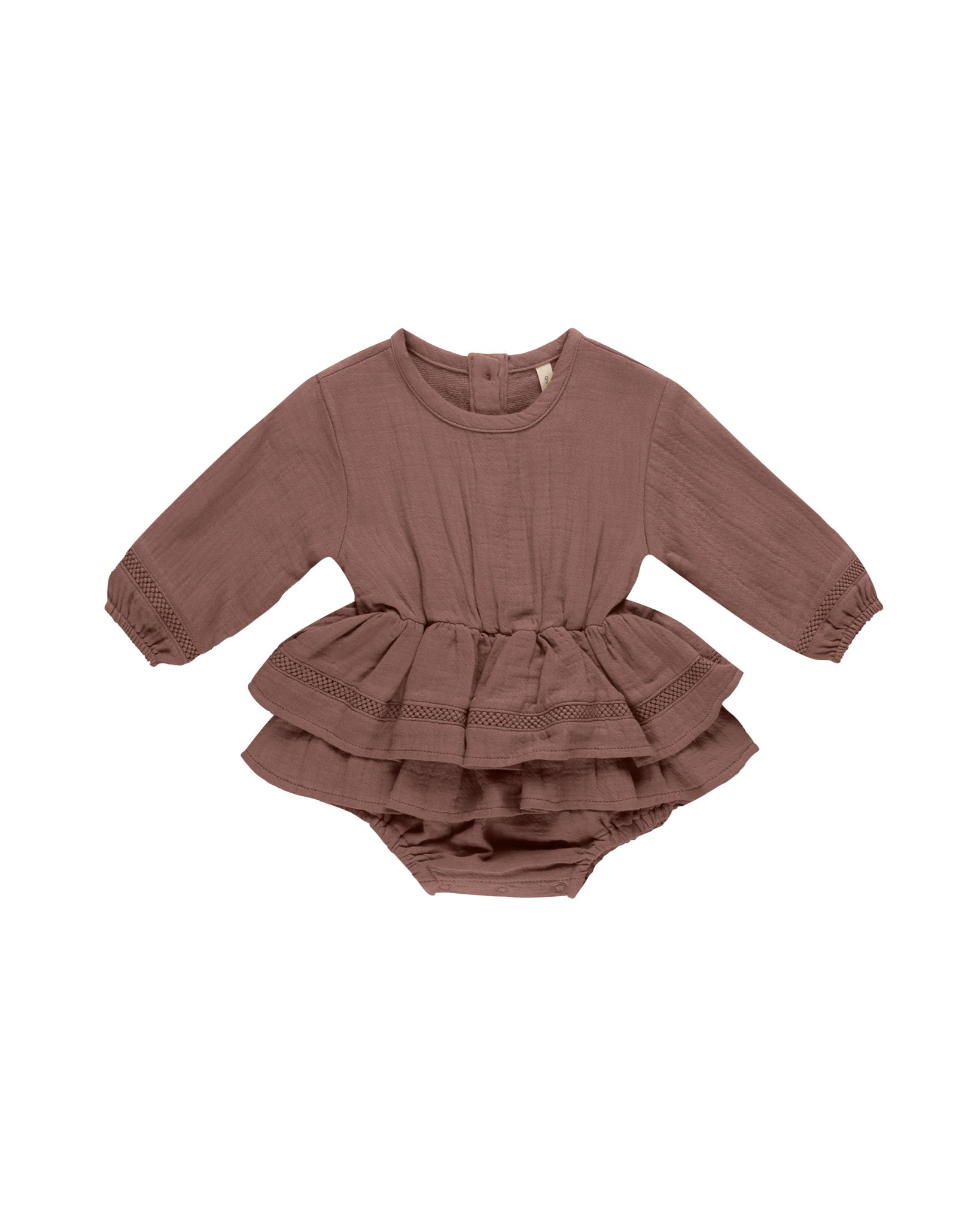 Quincy Mae Rosie Romper Dress for Baby Girls - Soft Plum Cotton Jumpsuit with Snap Buttons | Perfect for Playdates, Photoshoots & Special Occasions