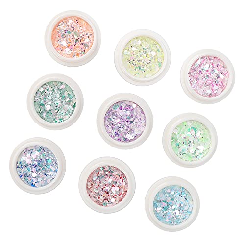 9 Boxes Nail Sequins & Nail Art Flakes - Professional Salon & DIY Home Manicure Accessories with Airtight Storage for Nail Art Designs, Party & Wedding Nail Decorations