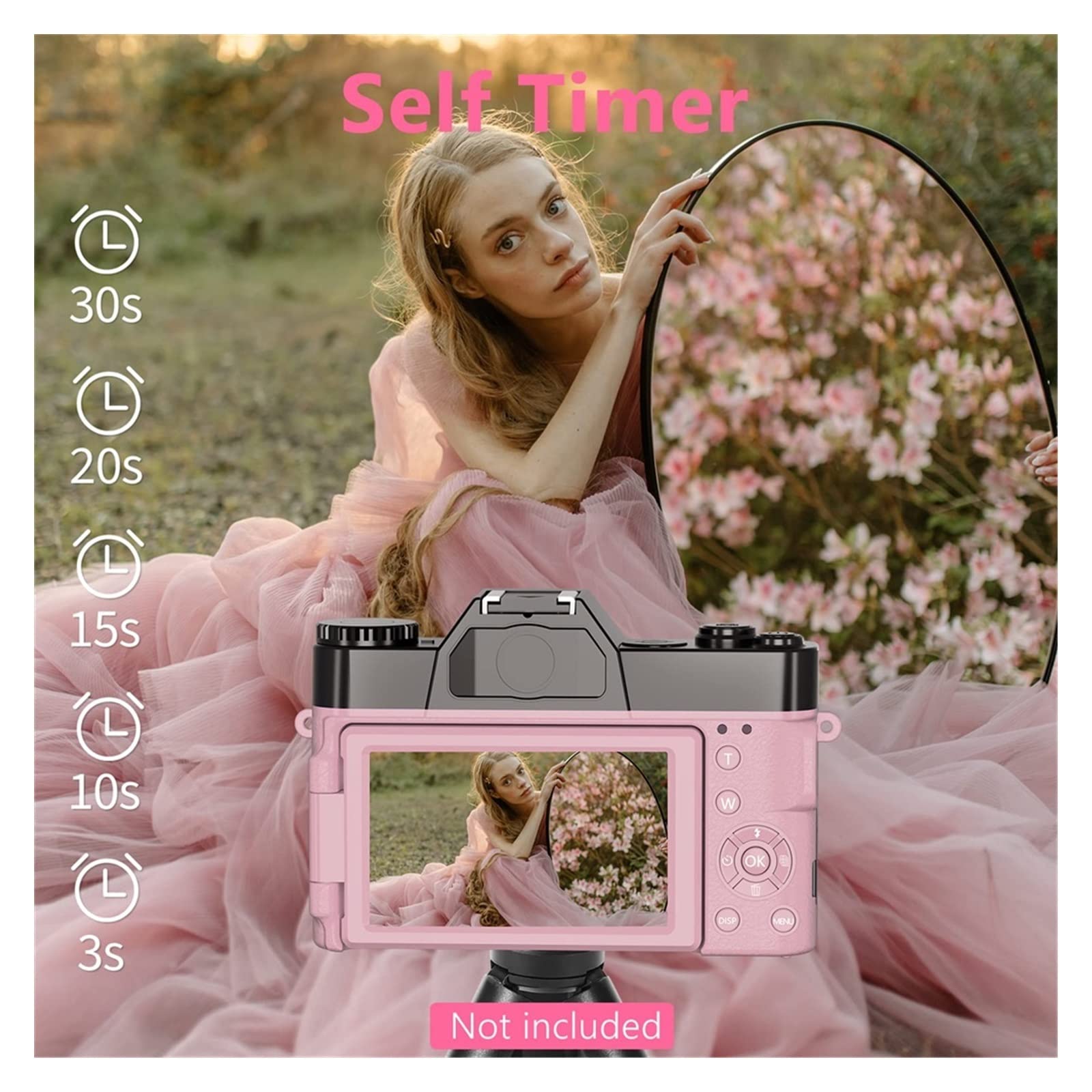 BODORME 4K 48MP Digital Camera with 16X Zoom, Face Detection, Wide Angle & Auto Focus - Perfect for Vlogging, Photography, Webcam & Selfies (Includes 16GB TF Card, No Lens)